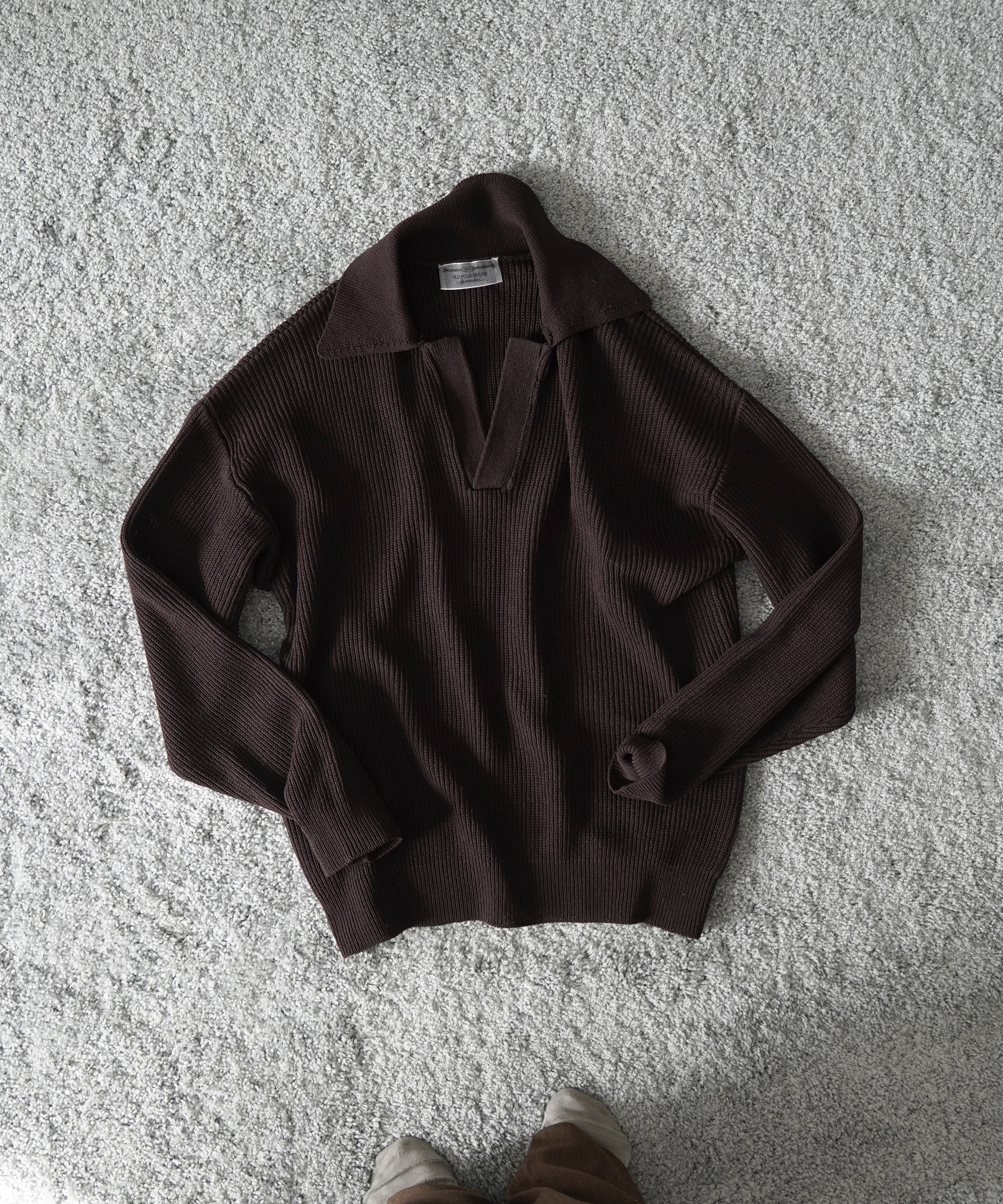 OLD FOLK HOUSE Skipper knit "DARK BROWN"
