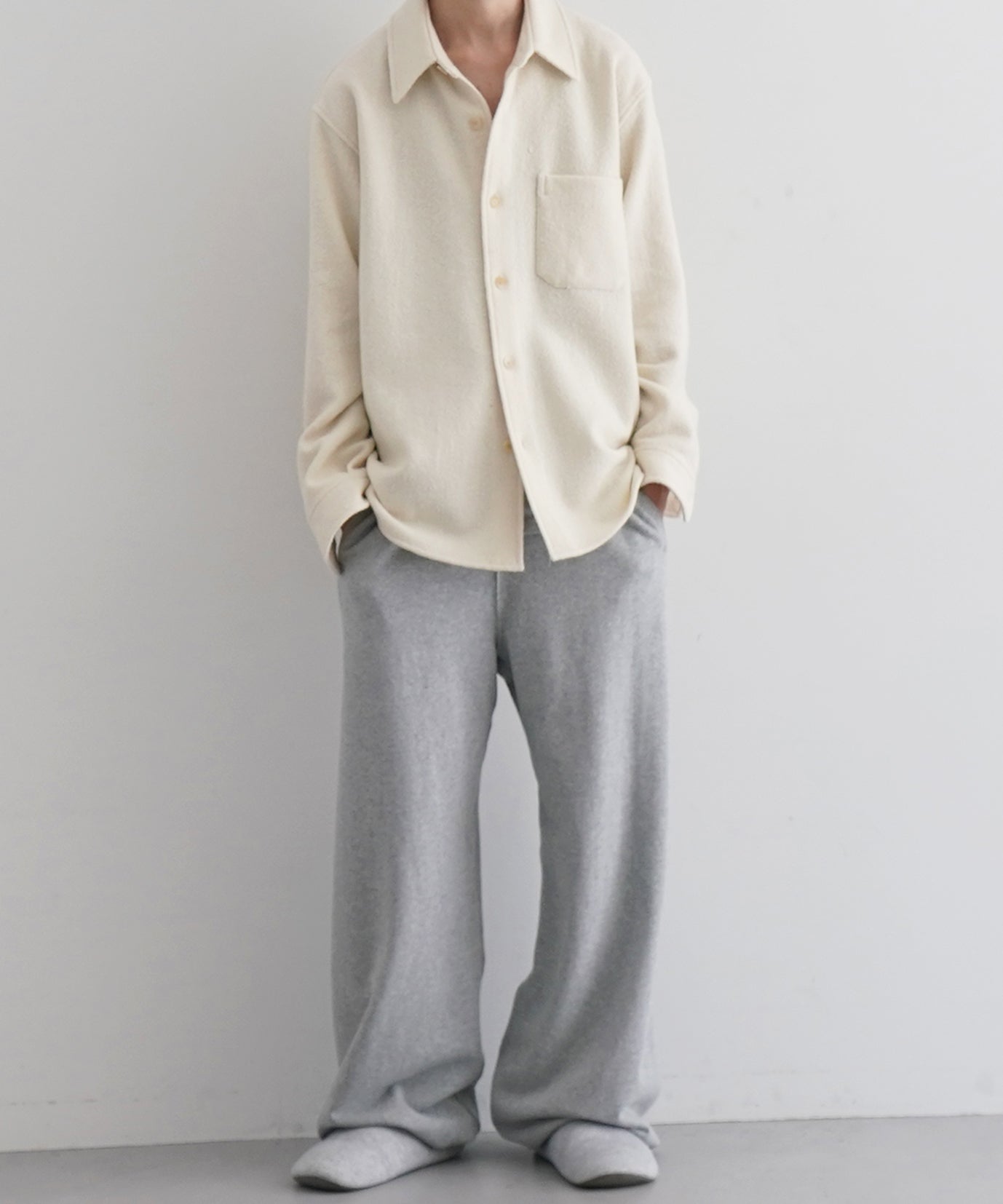 AURALEE Homespun tweed shirt blouson "IVORY WHITE"