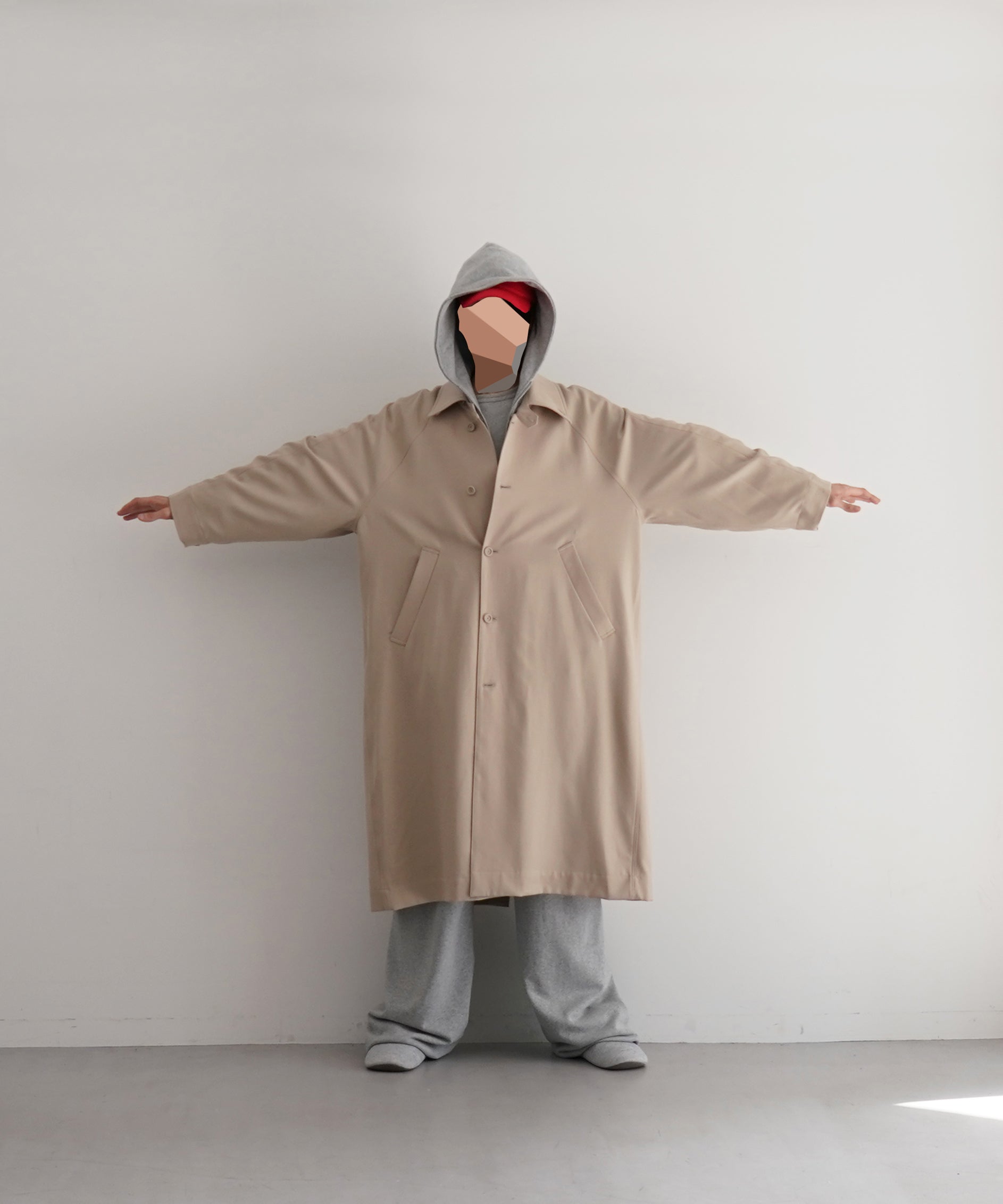 VOAAOV WOOL OVERSIZE STAND COLLAR COAT