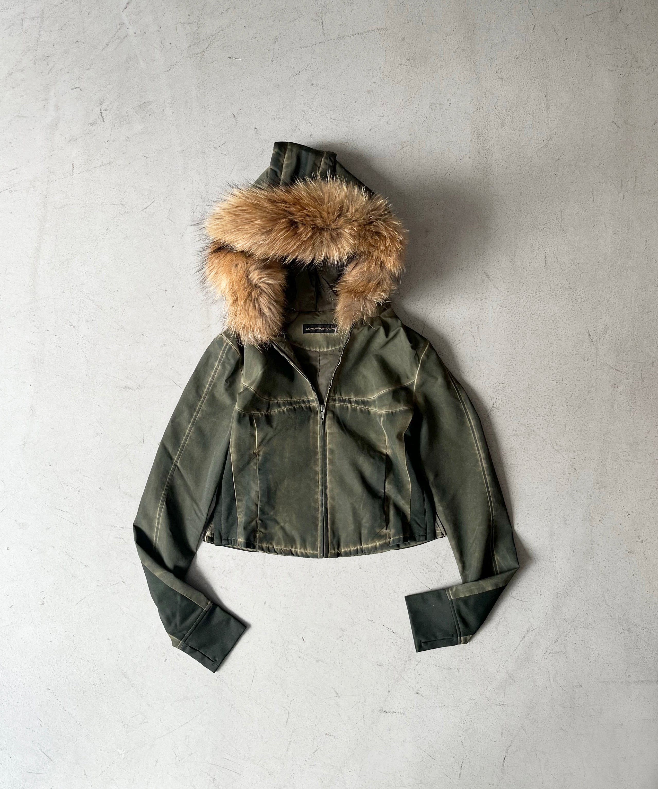 LOADINGROOM Fur hoodie zip jacket "KHAKI"