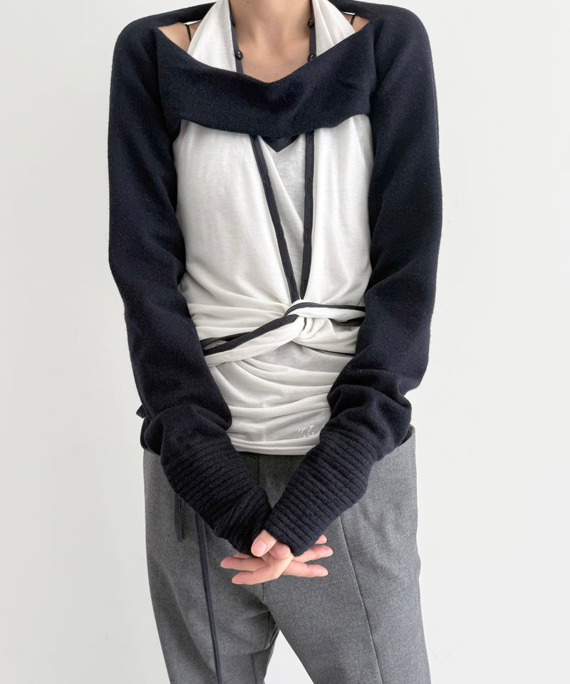 ULIKASANCTUS Double slit knit bolero "LIGHT GREY"