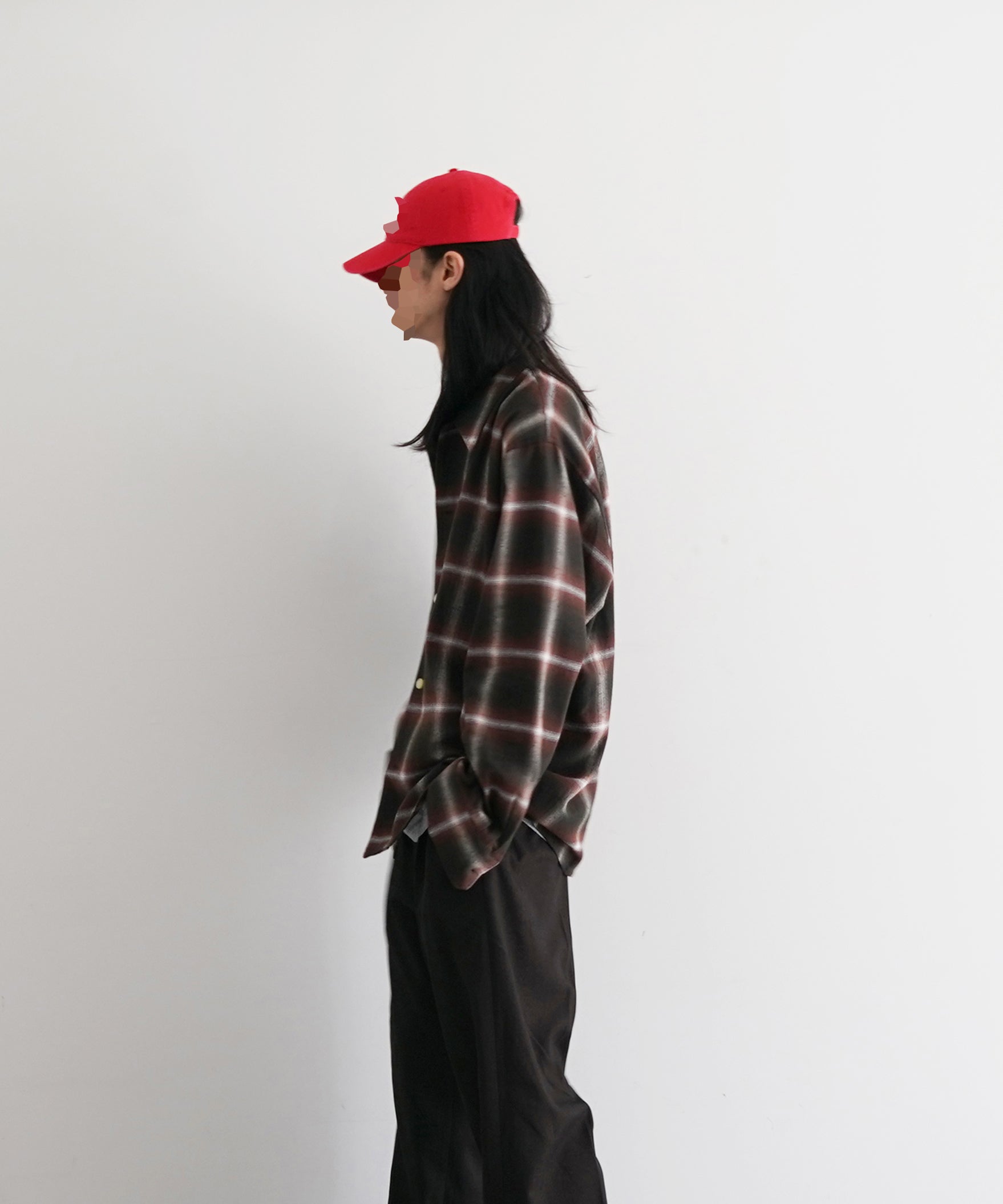 SECOND/LAYER Logan ombre ls shirt "RED CHECK"