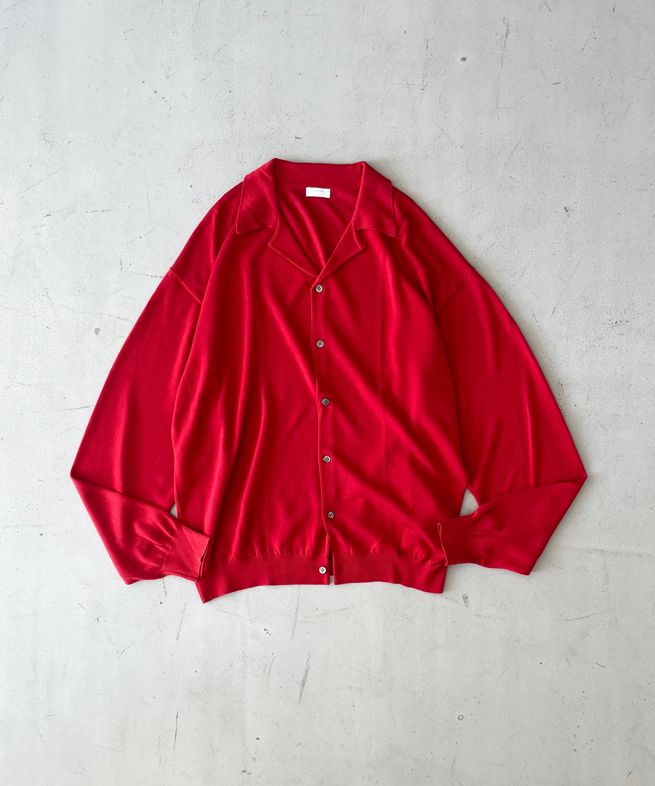 【EXCLUSIVE】crepuscule Open collar knit shirt "RED"