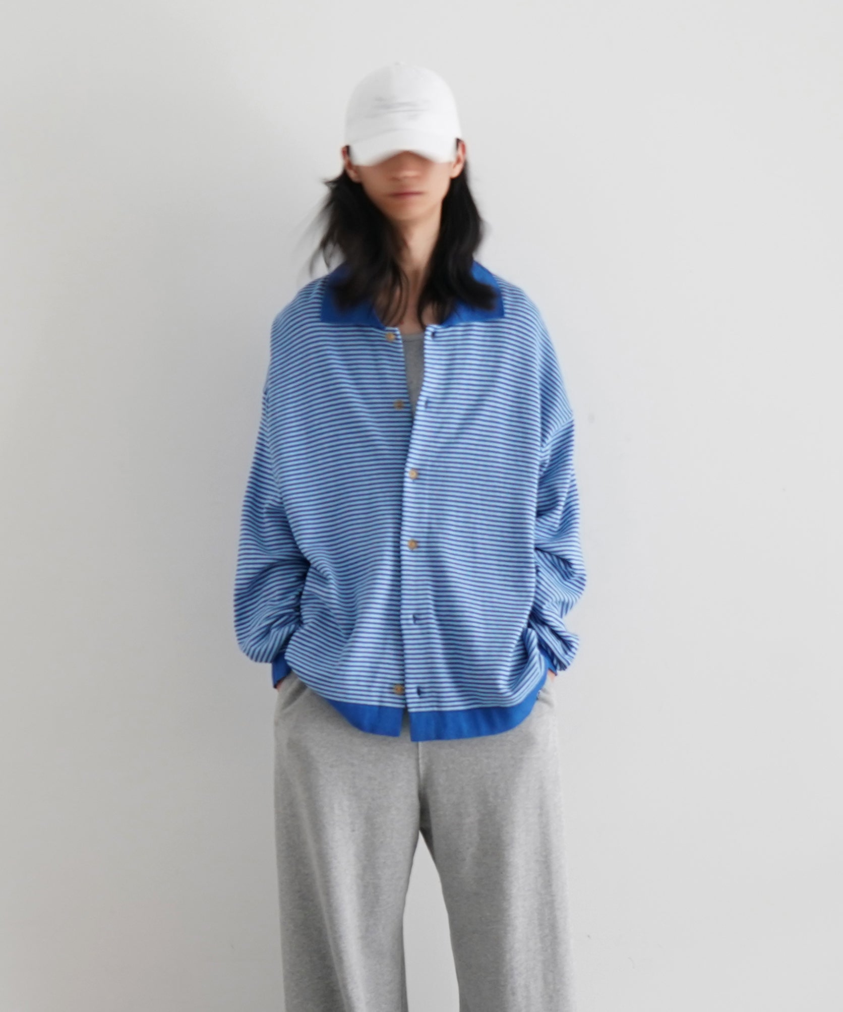 PHINGERIN Stripe knit shirt "B:BLUE"