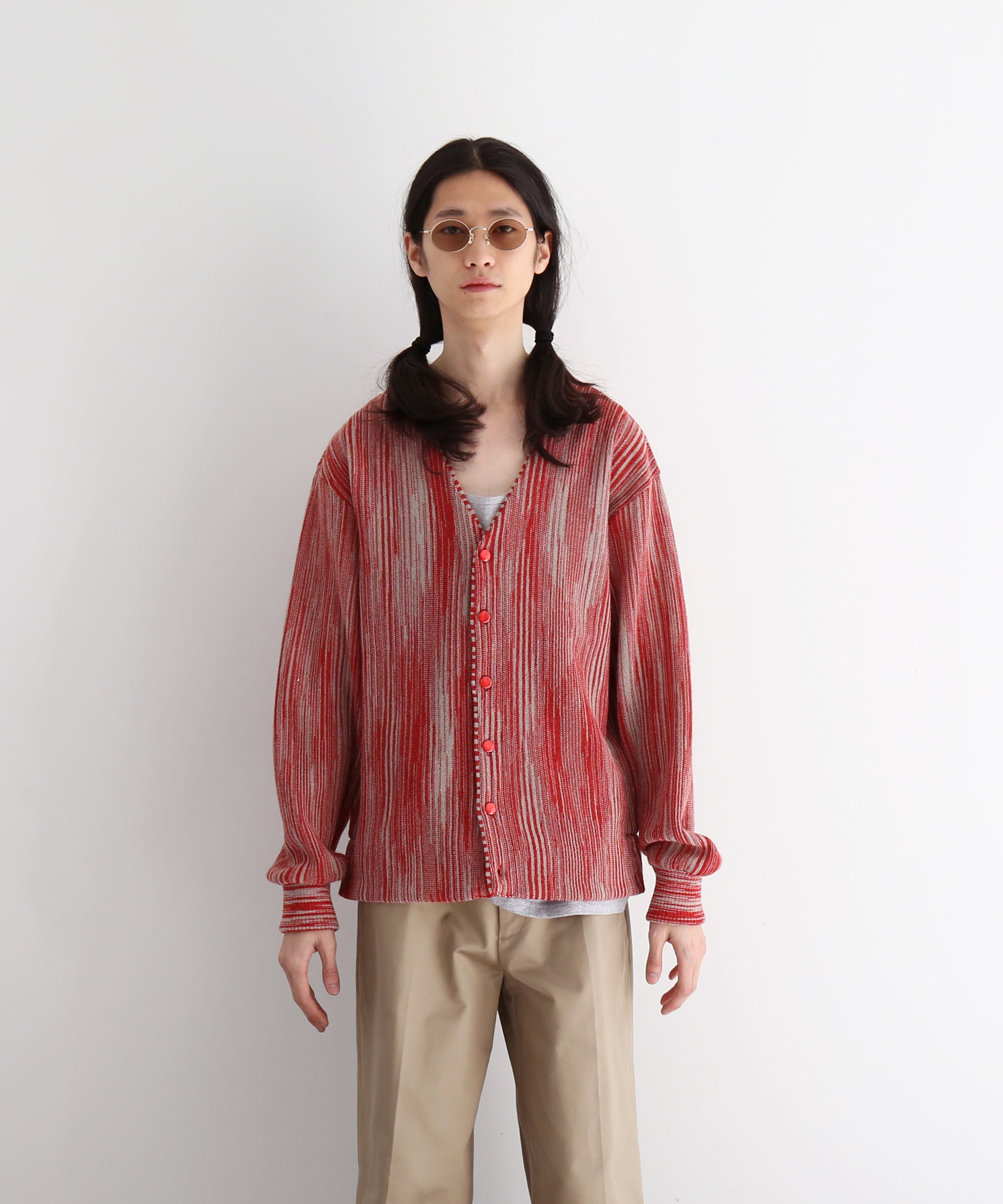 NEEDLES Knit cardigan -crepe weave- "RED"