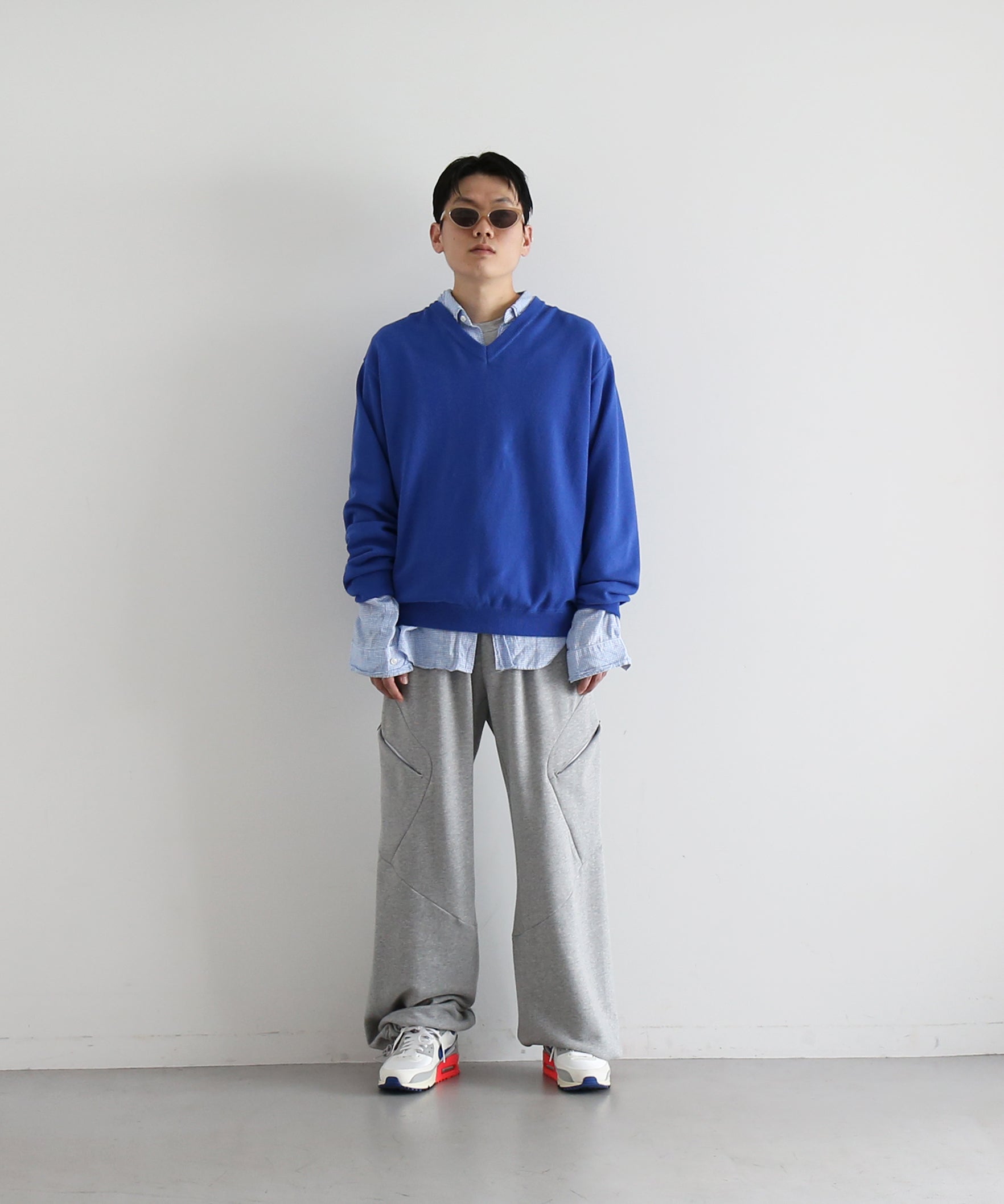 【EXCLUSIVE】crepuscule Co/ra moss stitch p/o "BLUE GRAY"