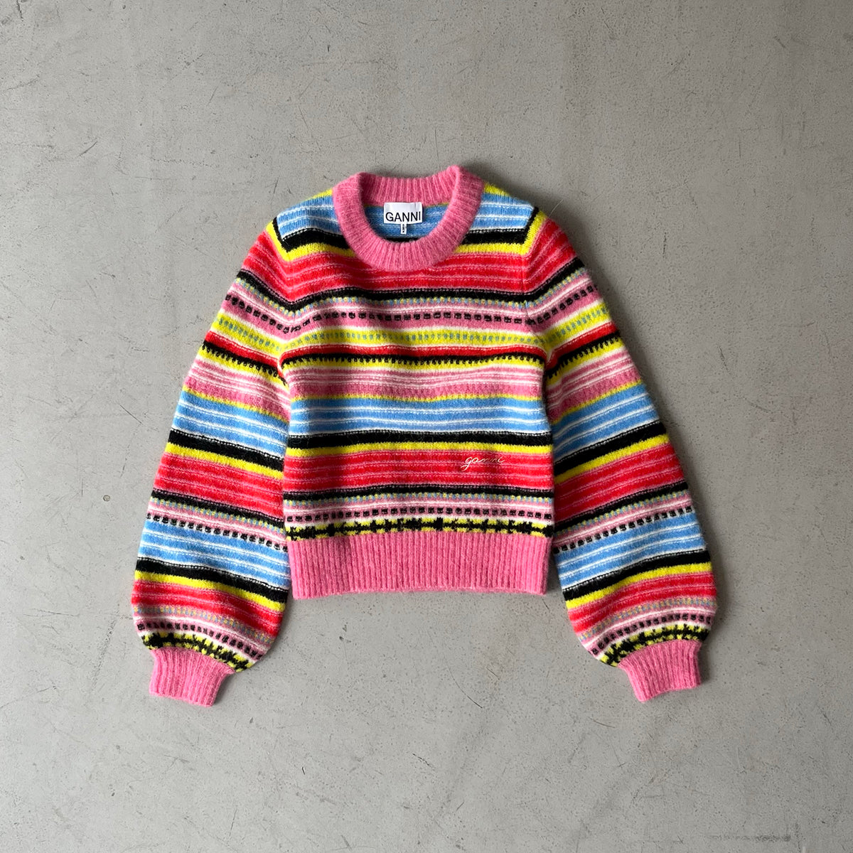 Ganni【ガニー】soft wool stripe o-neck 