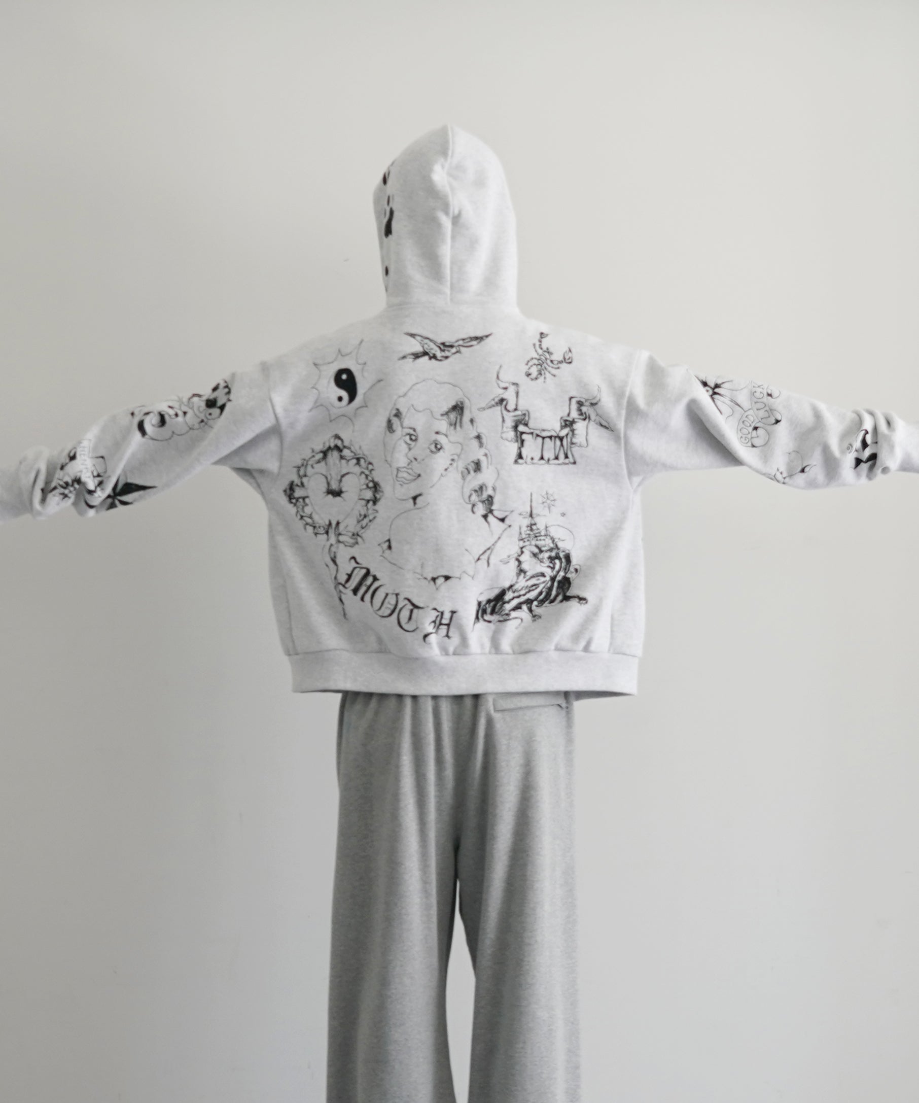 Basketcase Sailor, zip hoodie "HEATHER GREY"