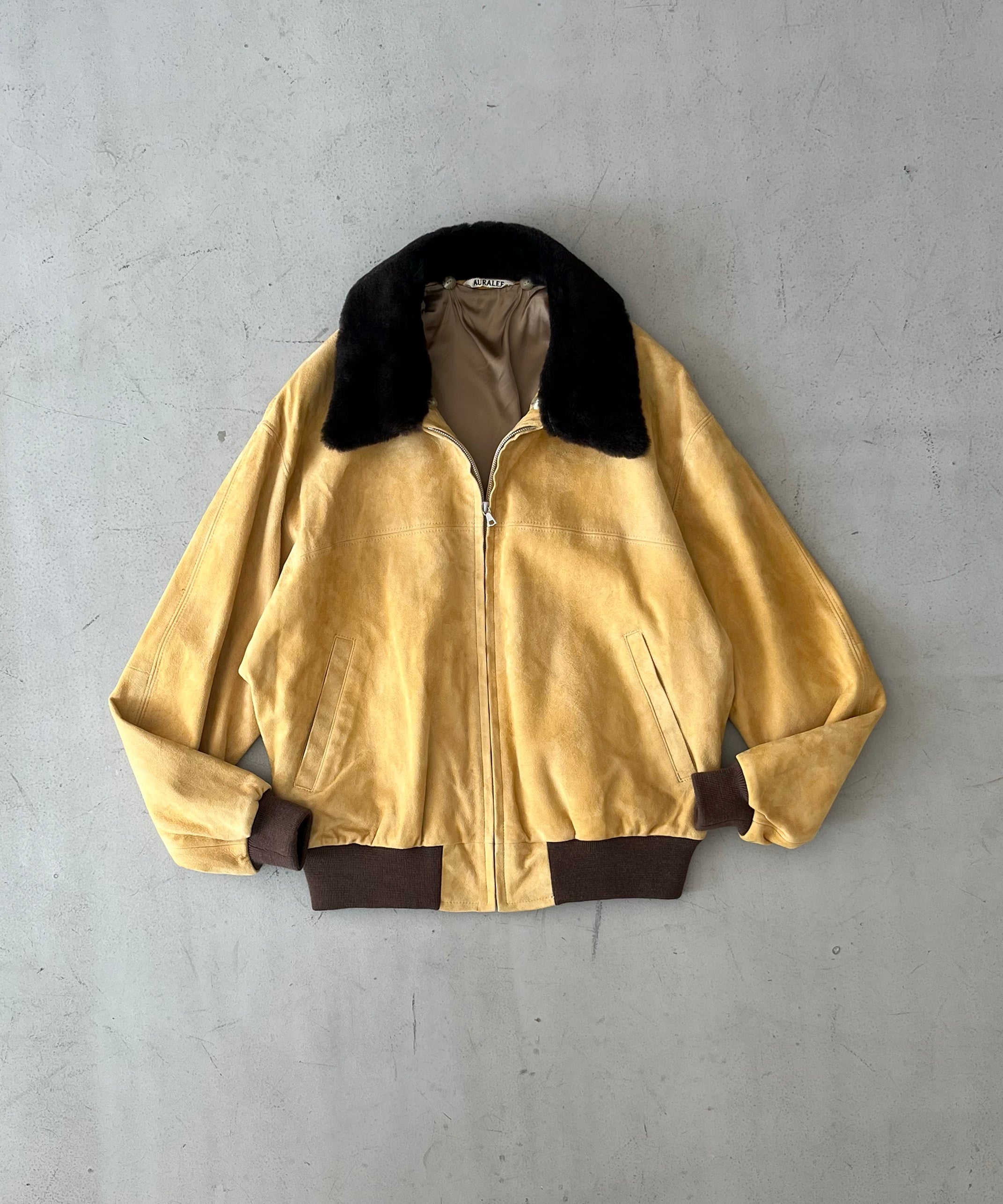 AURALEE Goat suede zip blouson "DUSTY YELLOW"