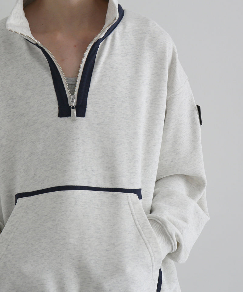 PHINGERIN Quarter zip sweatshirt "A:OATMEAL"