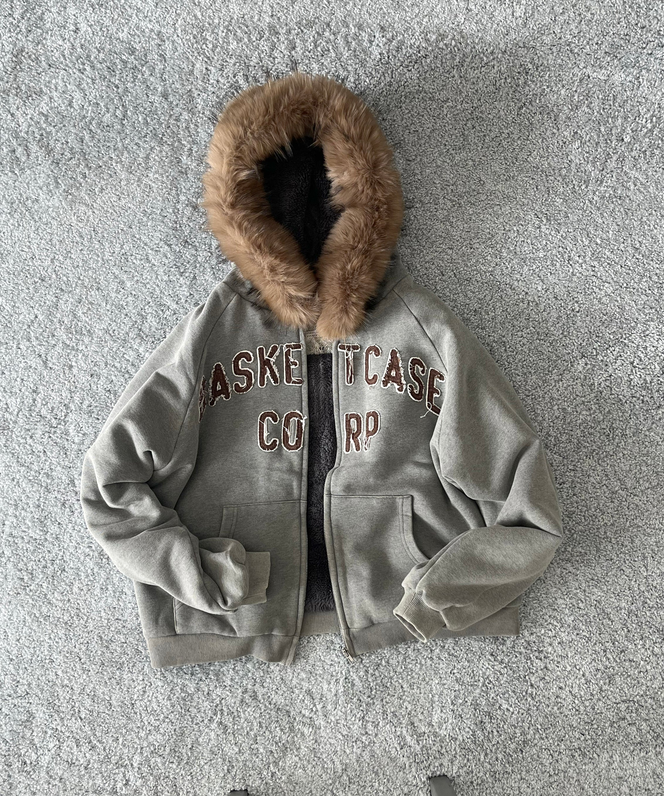 Basketcase Bc corp lined zip up "DARK HEATHER GRAY"