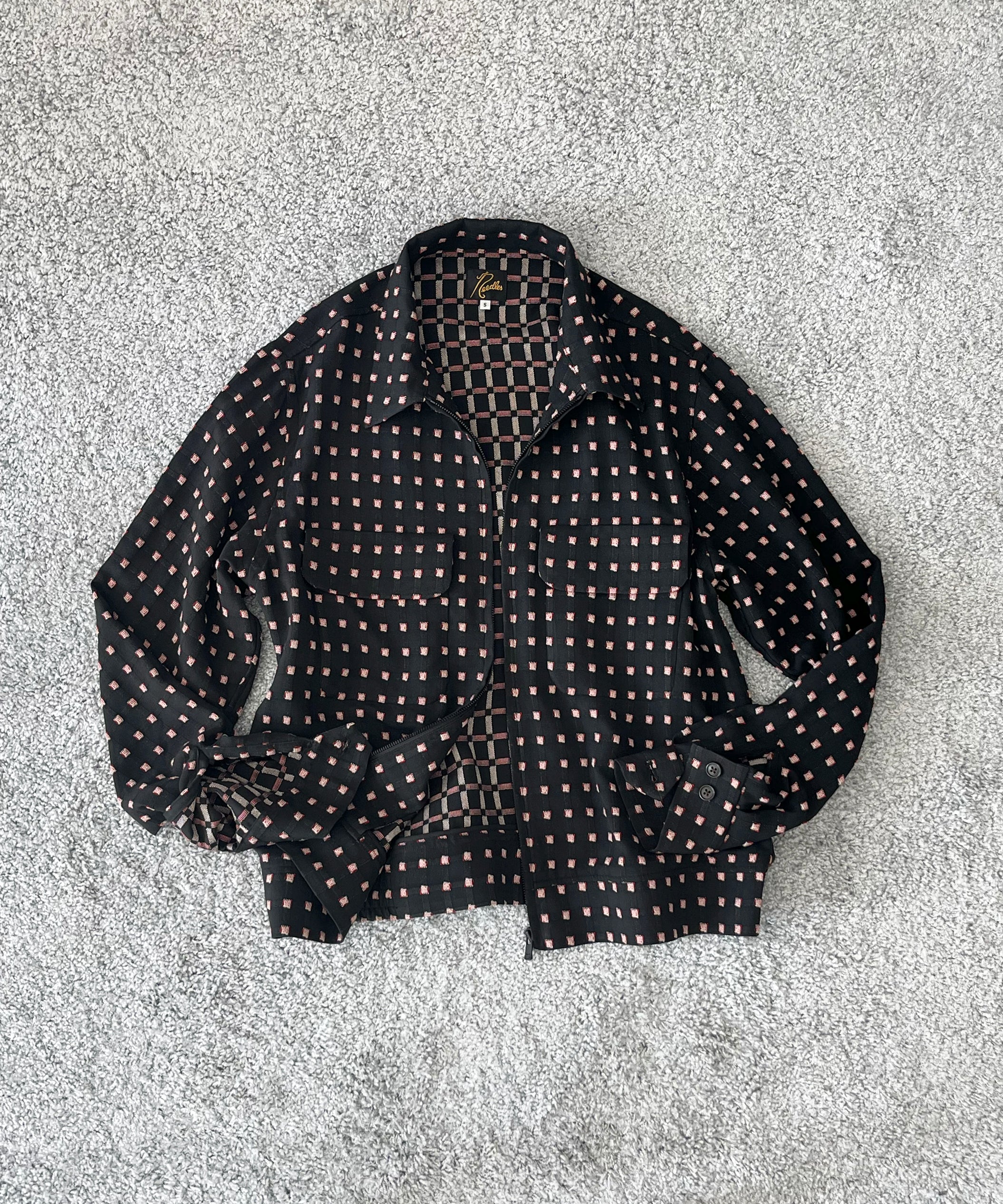 NEEDLES Sports jacket -dobby square "B-BLACK / MEDIUM B"