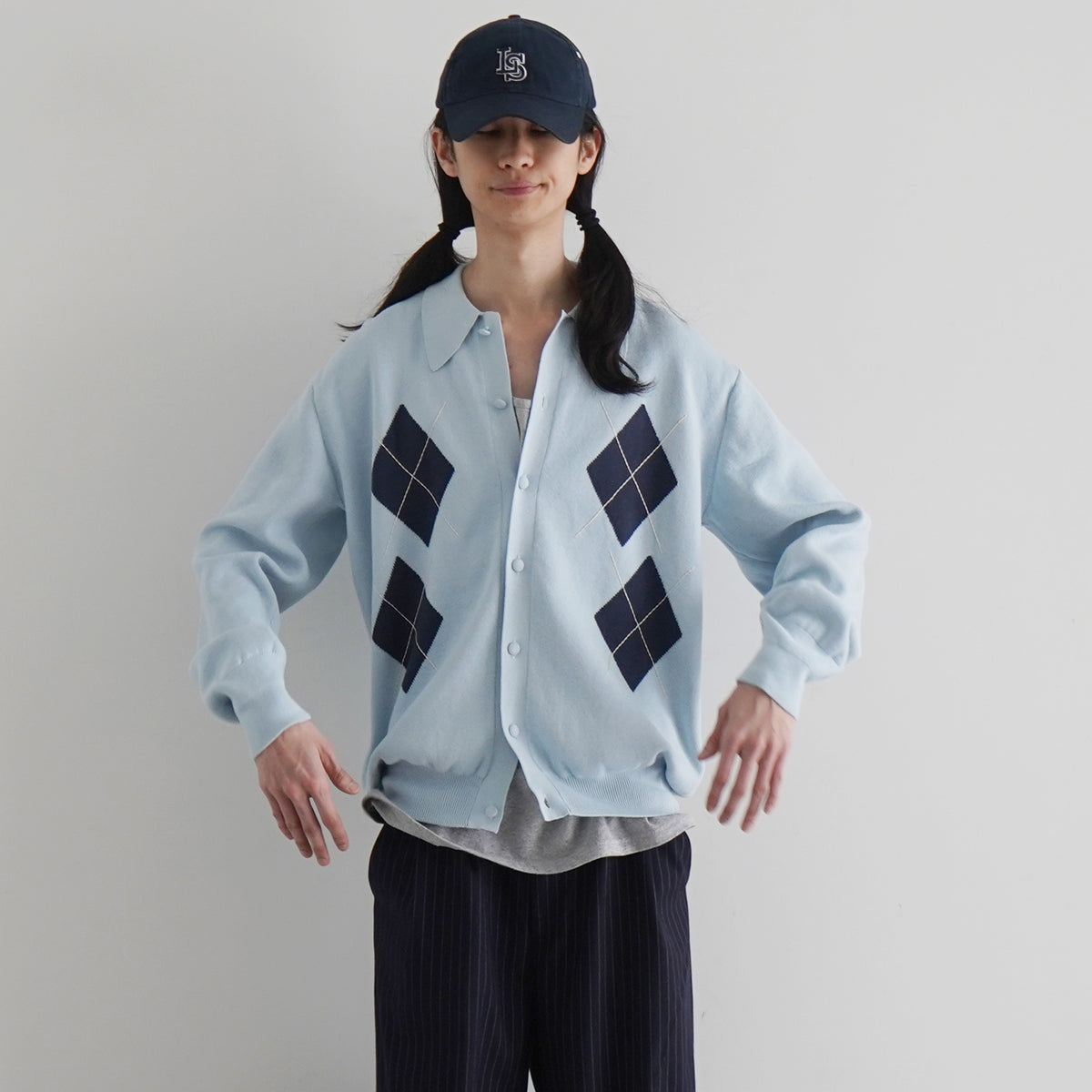 KAIKO【カイコー】Argyle polo cardigan 