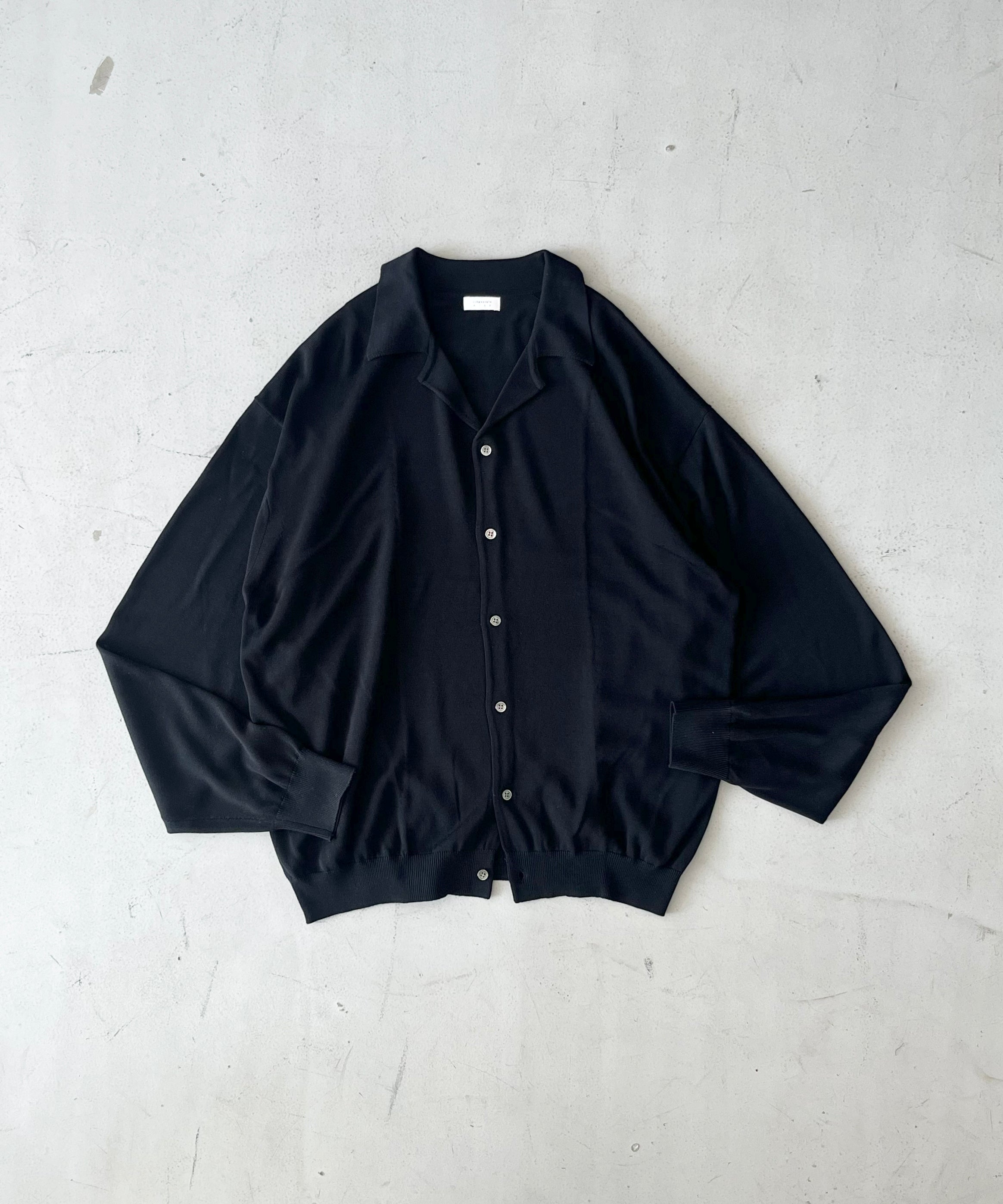 【EXCLUSIVE】crepuscule Open collar knit shirt "BLACK"