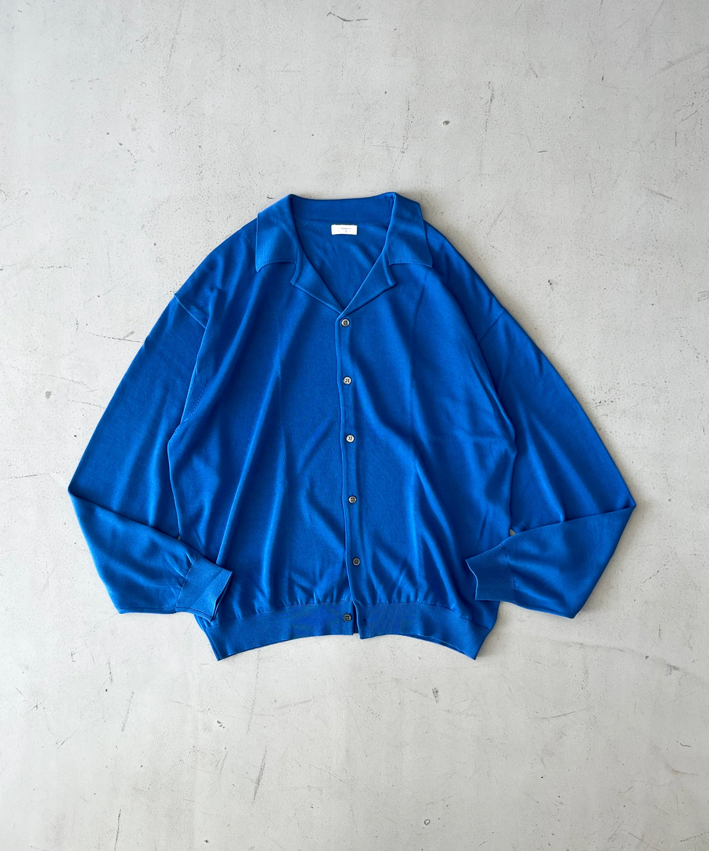 【EXCLUSIVE】crepuscule Open collar knit shirt "BLUE"
