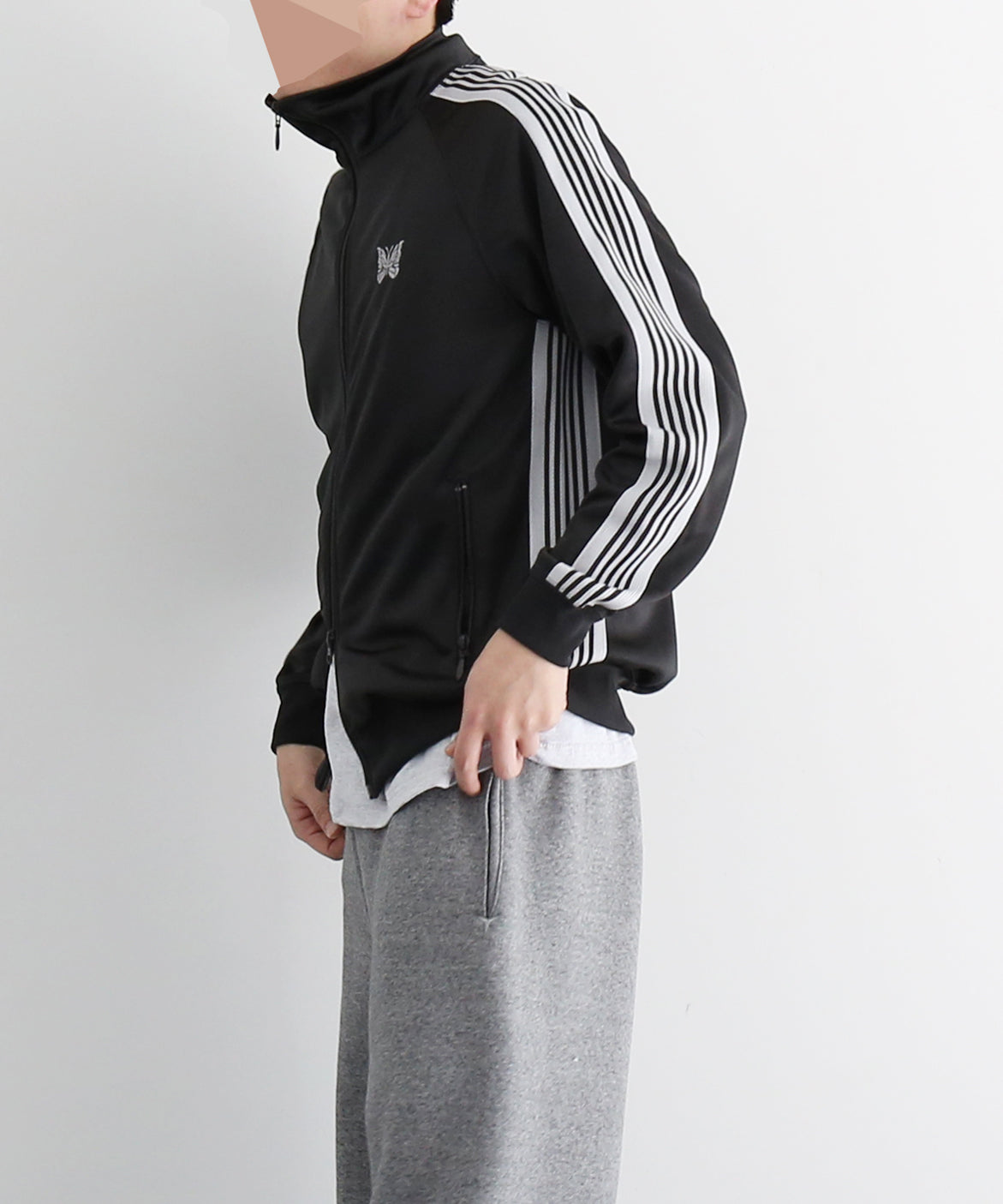 NEEDLES Track jacket - poly smooth "CHARCOAL"