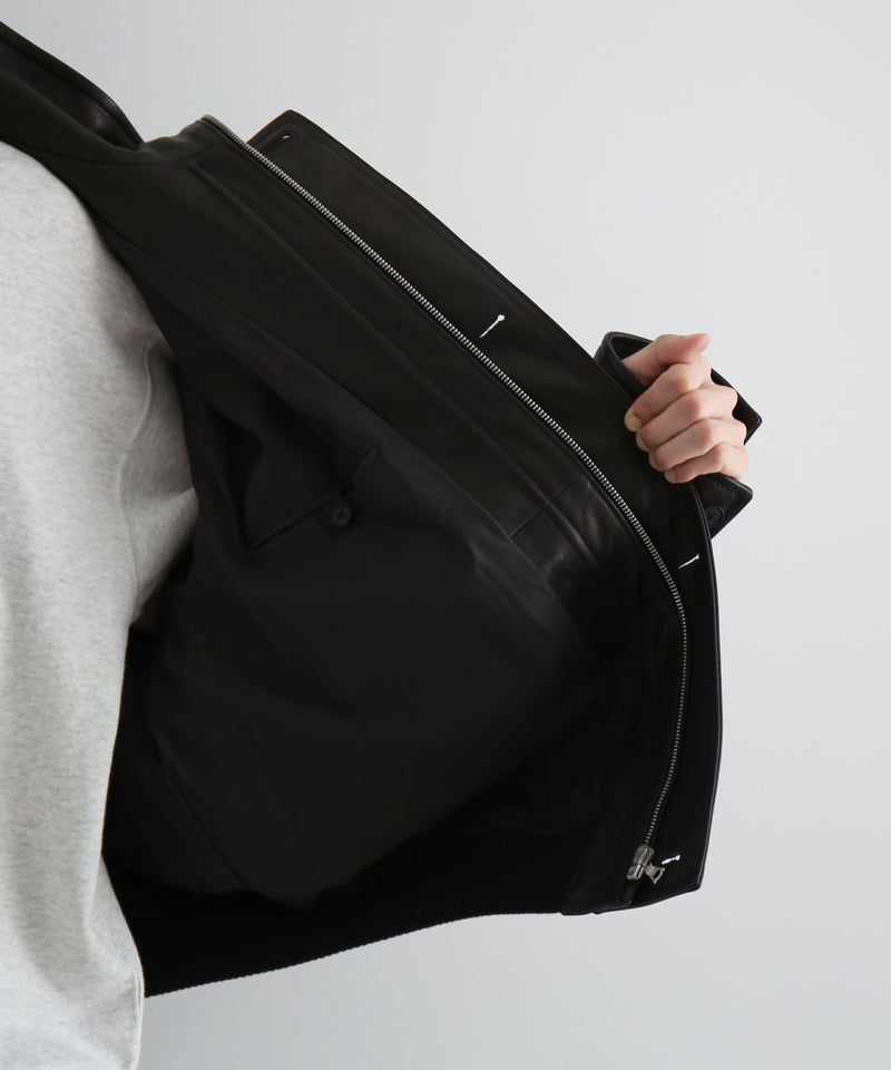 AURALEE Textured lamb leather blouson "BLACK"