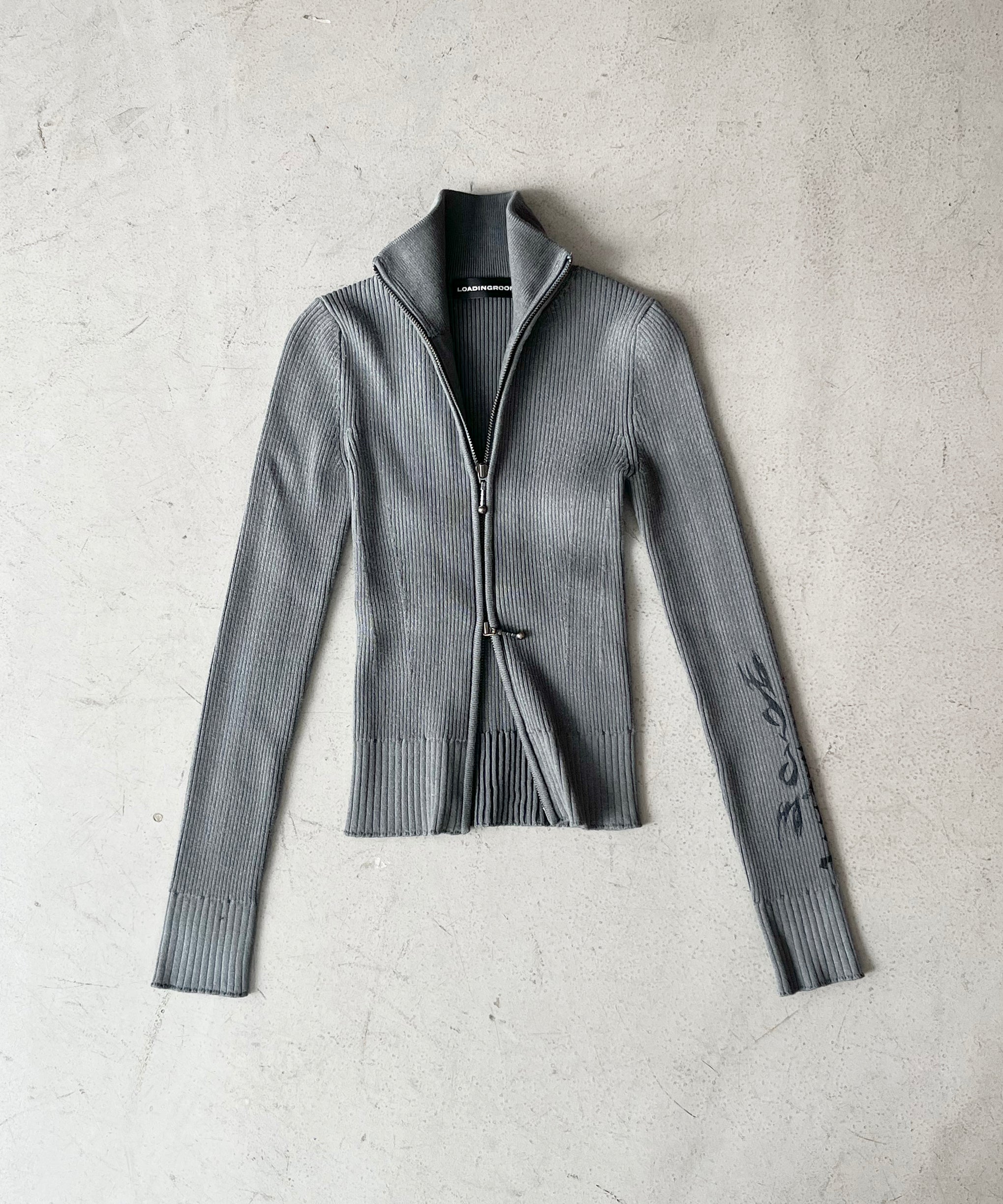 LOADINGROOM Dirty note knit zip "GREY"