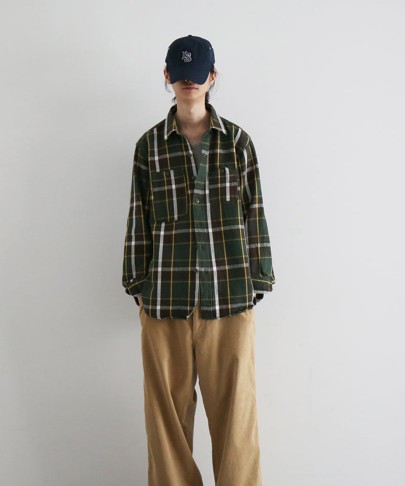 Engineered Garments Work shirt - ctn heavy twill plaid "OLIVE/BROWN"