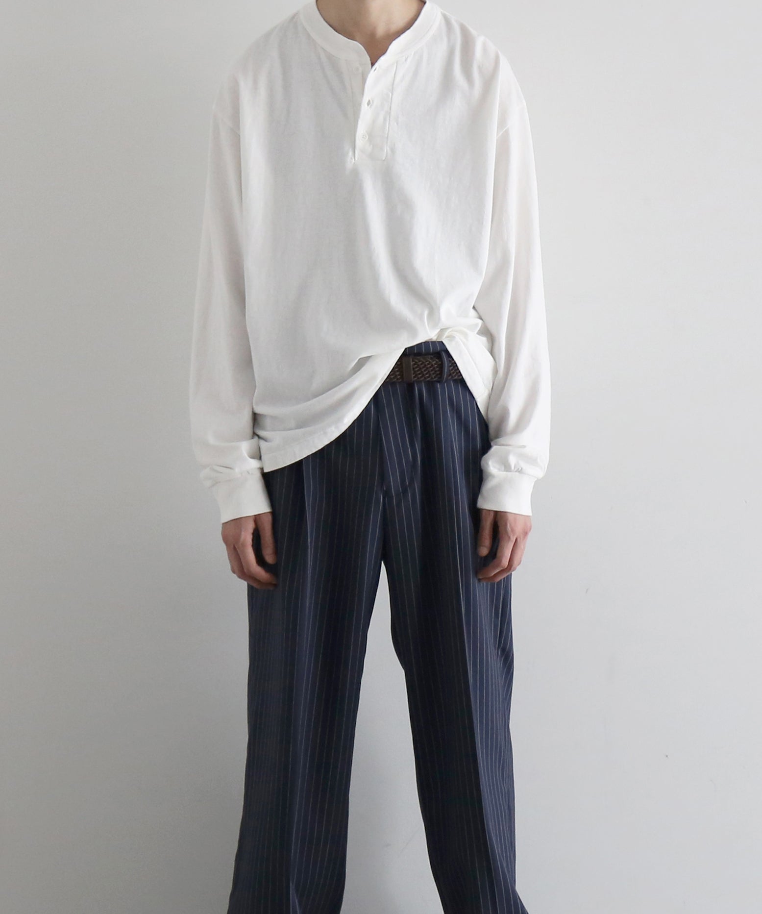 UNUSED Us2592 long-sleeve henry neck t-shirt "WHITE"