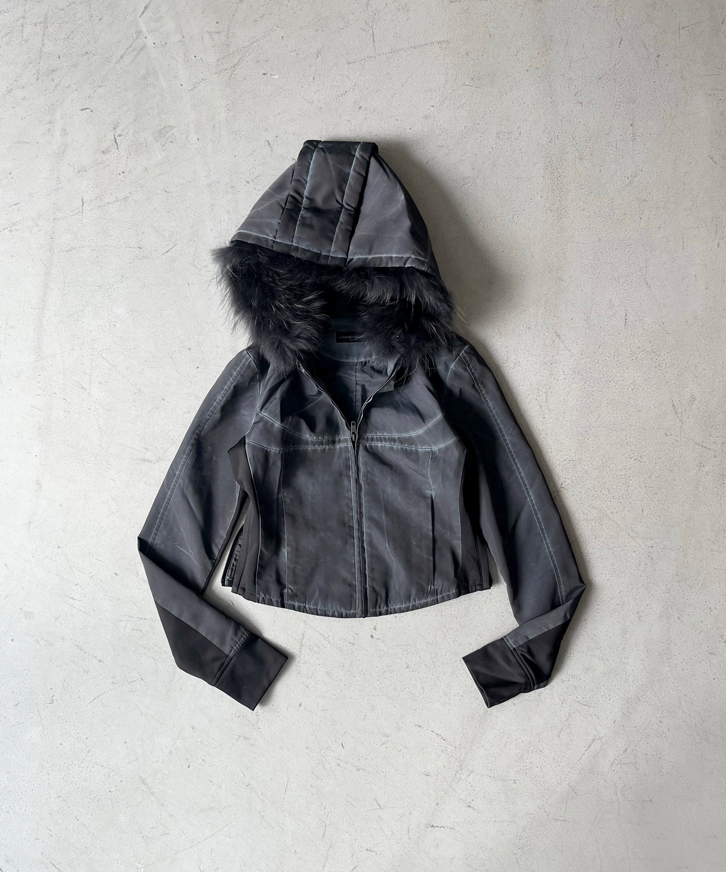 LOADINGROOM Fur hoodie zip jacket "BLACK"