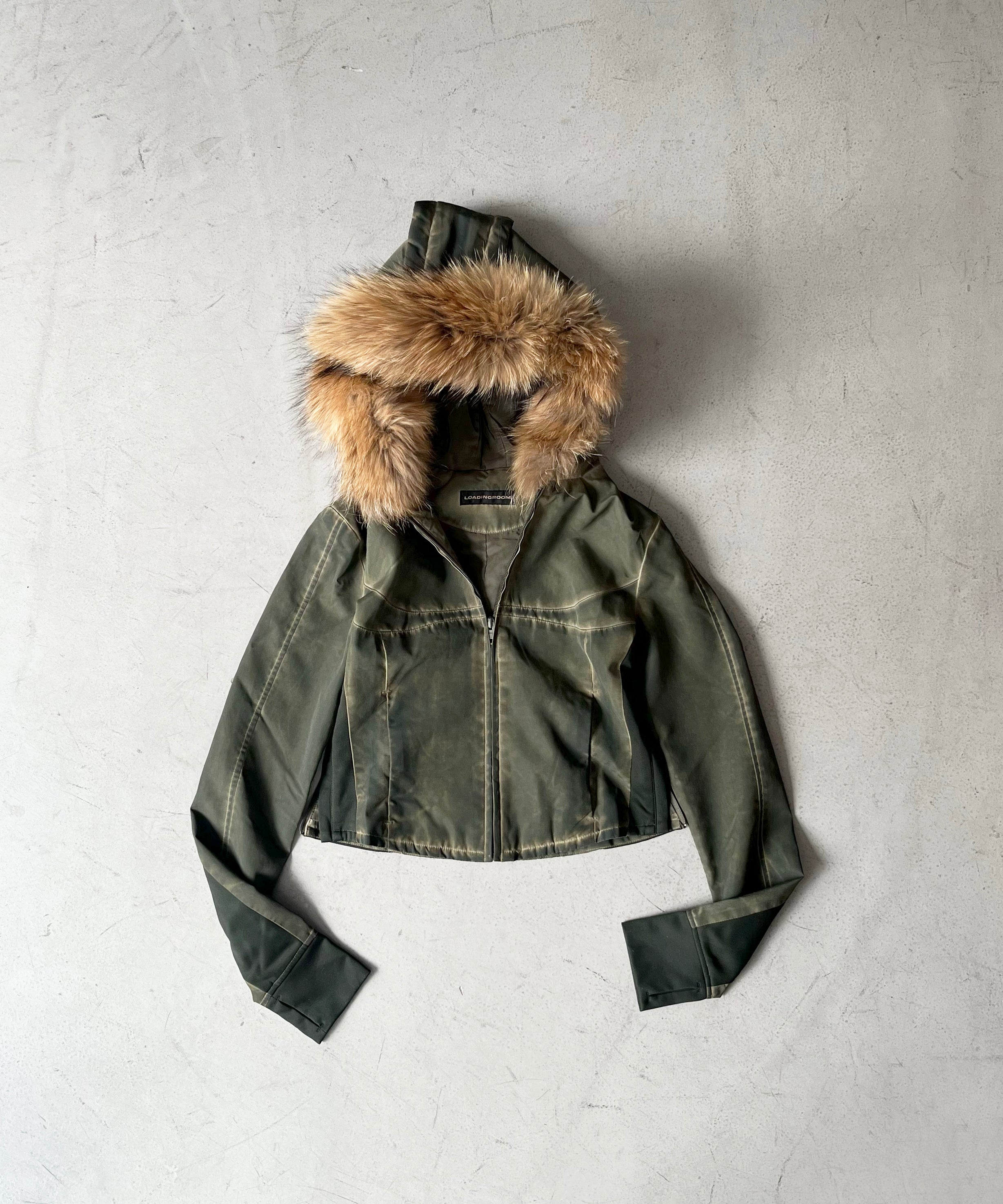 LOADINGROOM Fur hoodie zip jacket "BLACK"