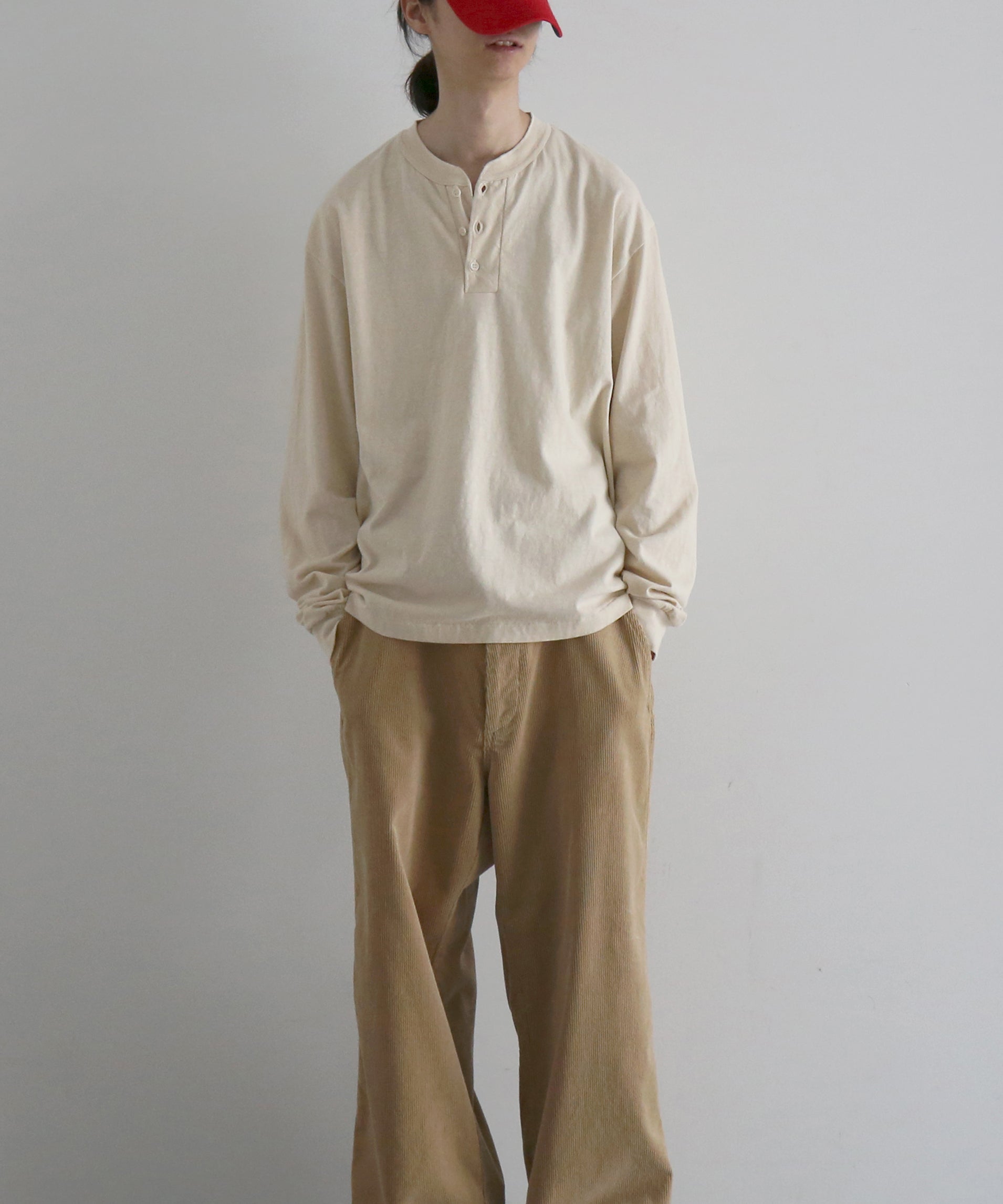 UNUSED Us2592 long-sleeve henry neck t-shirt "ECRU"