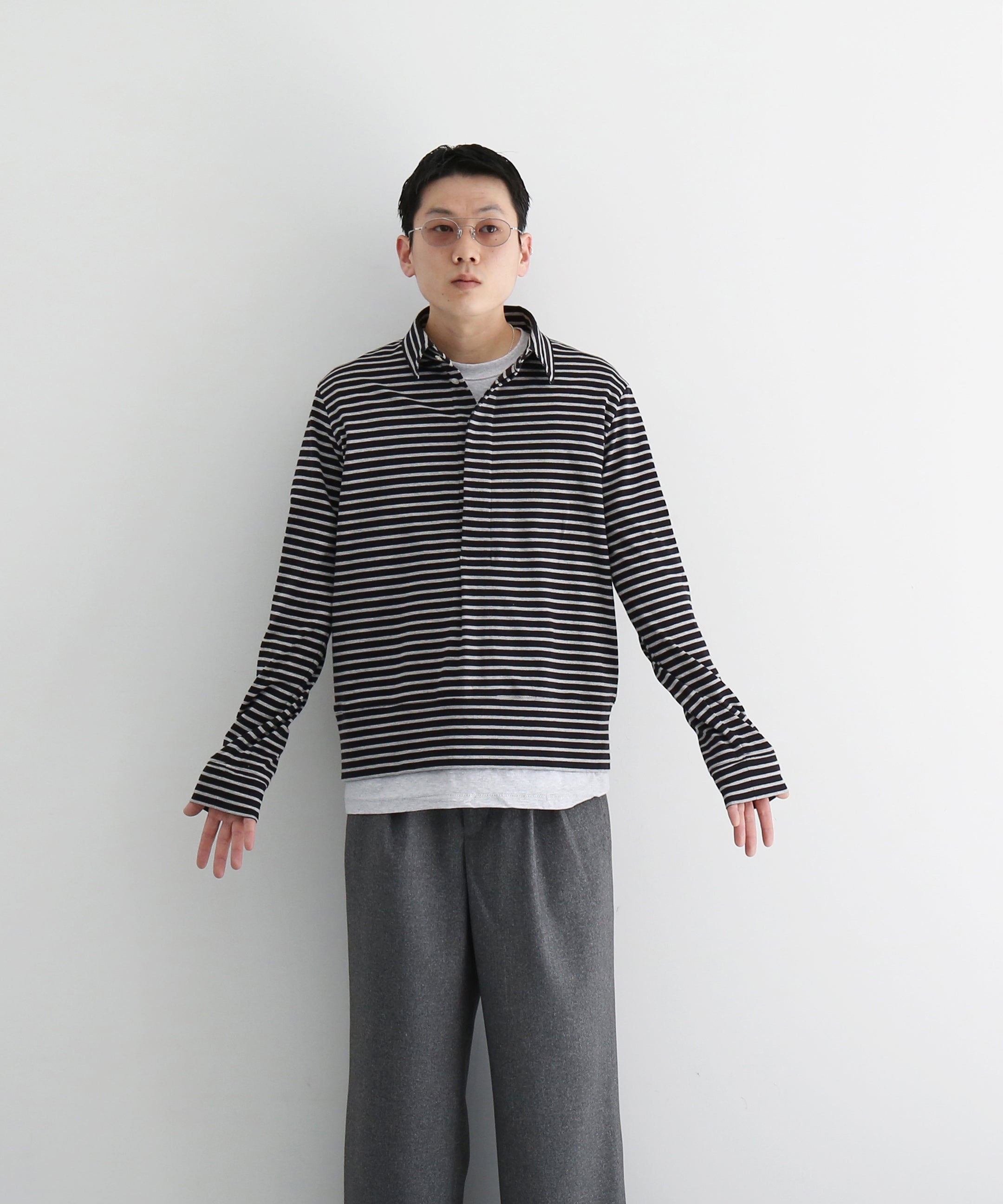 トップス ABELIA EDOWARD GOUCHA LP POLO Dot mesh ABELIA EDOWARD GOUCHA【アベリアエドワードゴウチャ】Ls polo dot