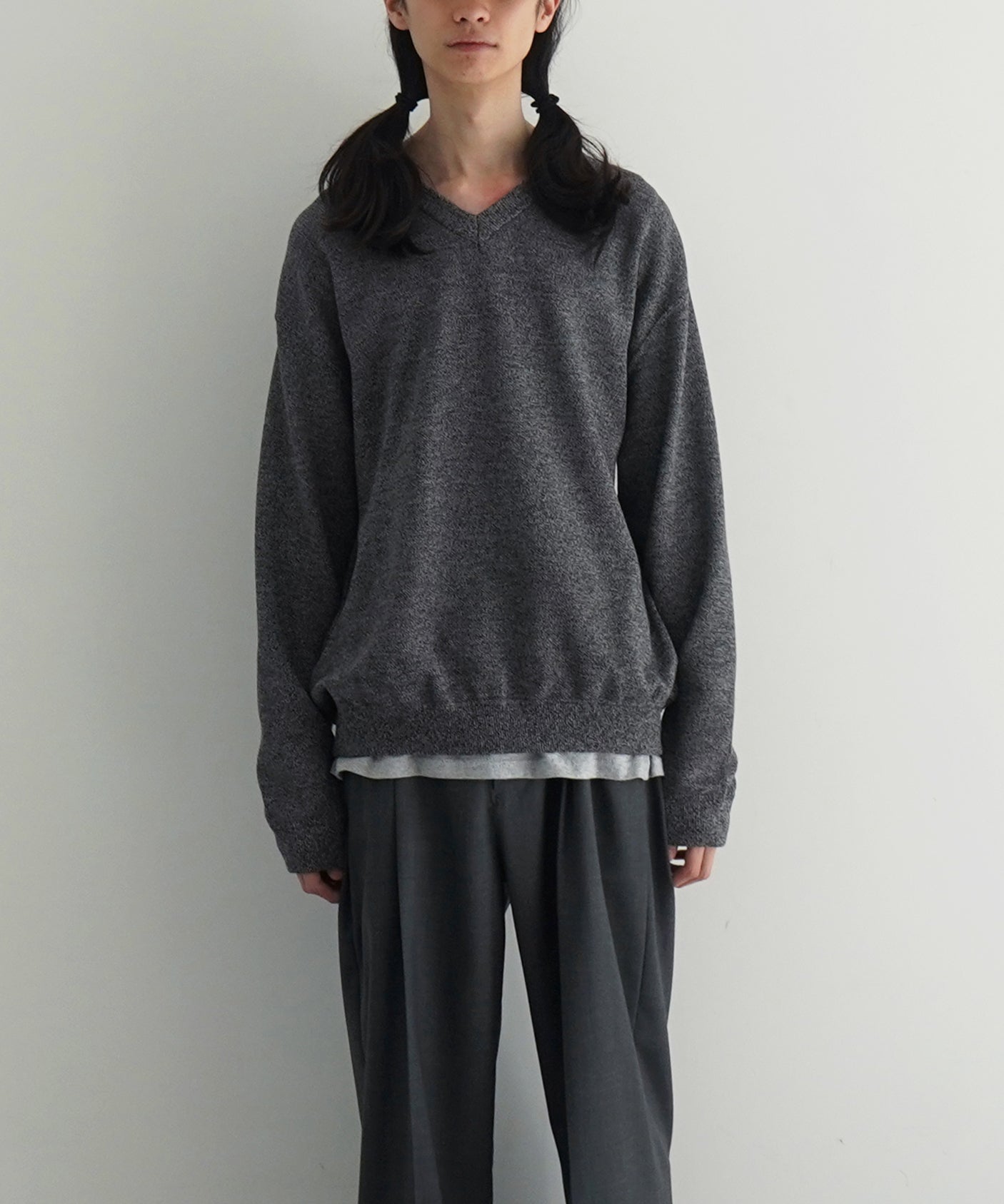 【EXCLUSIVE】crepuscule Co/ra moss stitch p/o "BLUE GRAY"