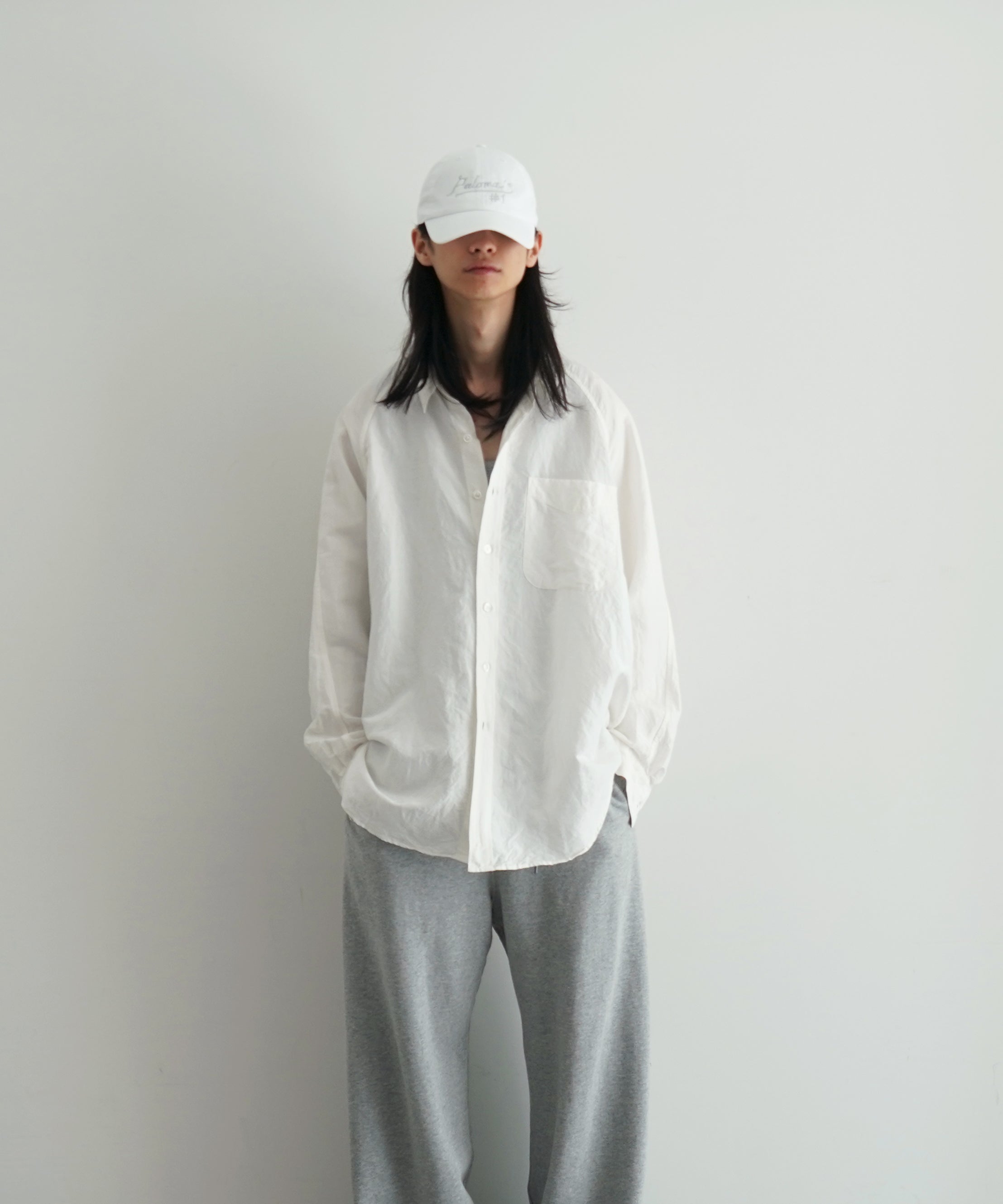 ensou. Big raglan-sleeve shirt "WHITE"