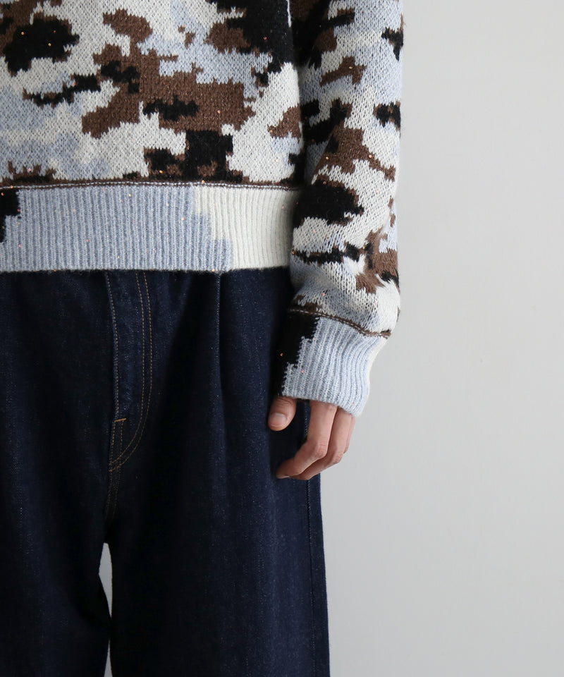 FAF(FAKE AS FLOWERS) Wik camo jacquard knit "SKY CAMO"