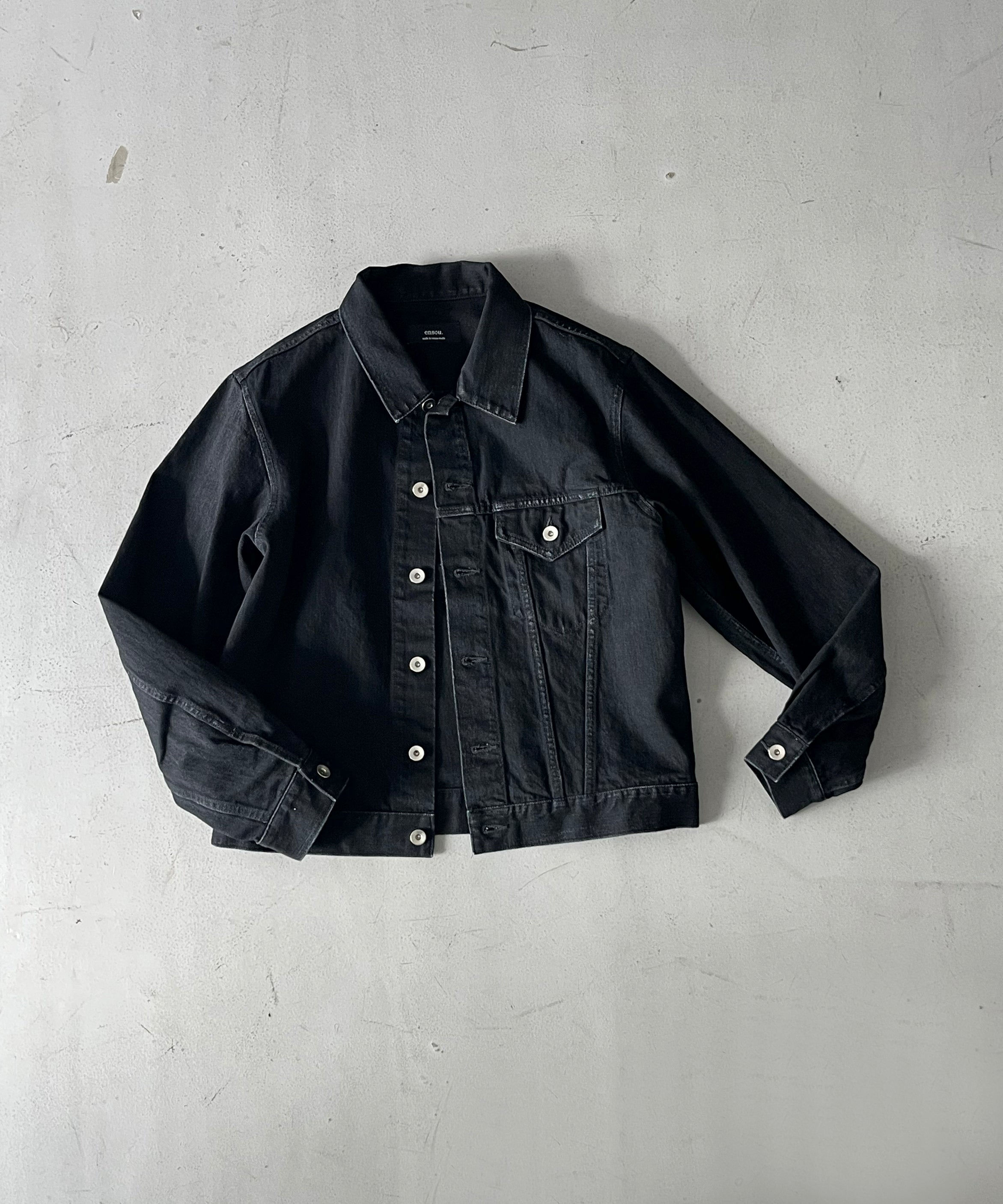 ensou. Erased jean jacket-washed "BLACK"