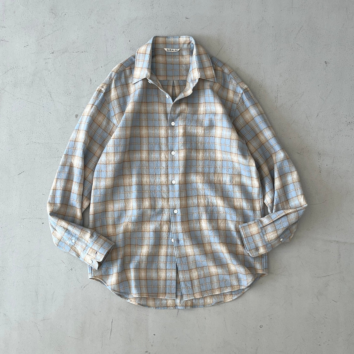 【AURALEE /オーラリー】AIRY WOOL CHECK SHIRT /5 Airy Wool Check Shirt in Blue