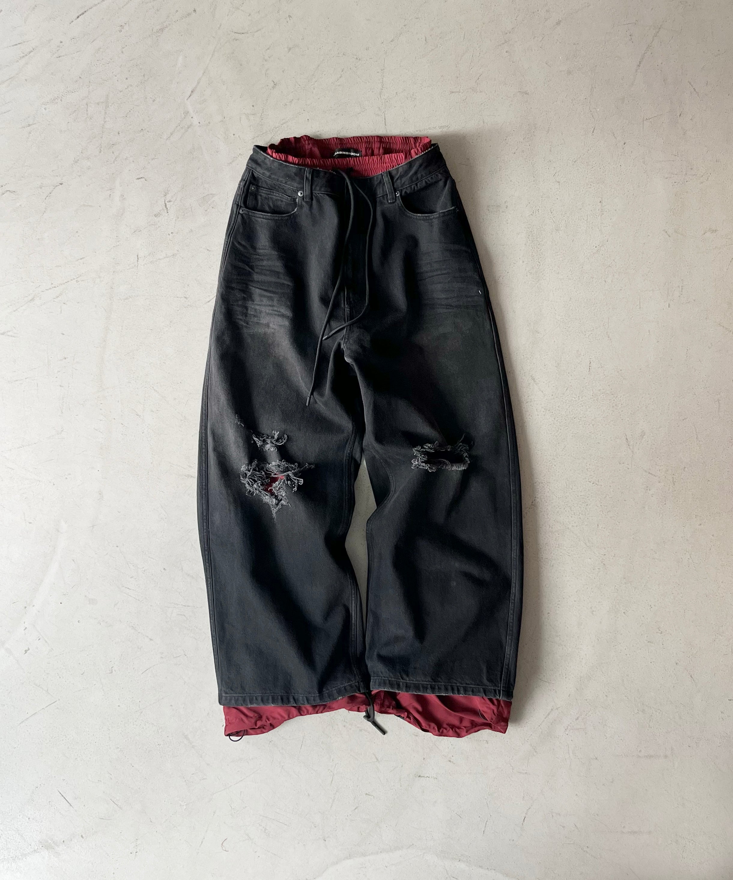 LOADINGROOM Double denim track pants women "BLACK"