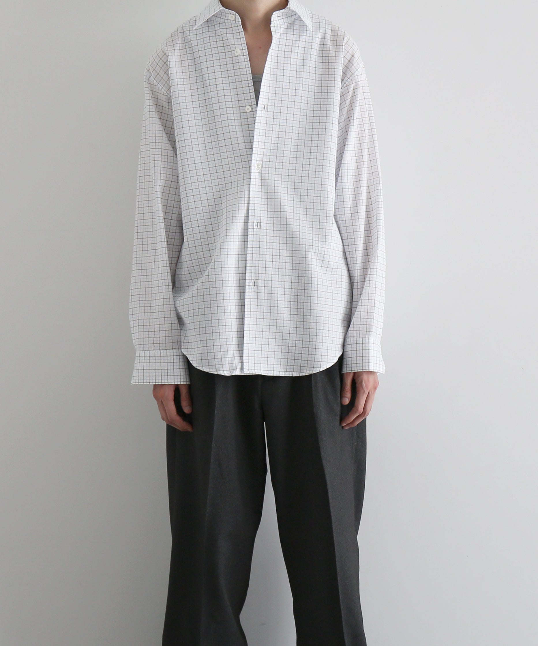 OLD FOLK HOUSE Banshu-ori classic shirt - vintage fabric "BLACK BLUE PLAID"