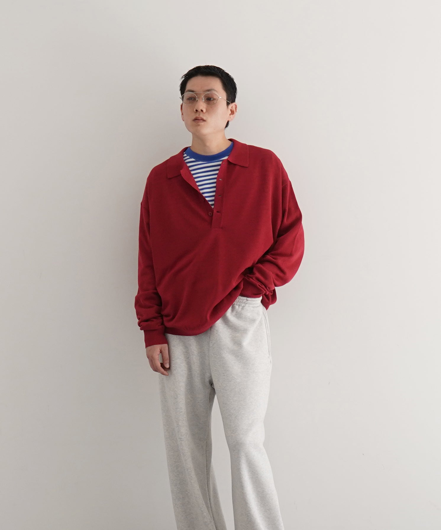 【EXCLUSIVE】crepuscule L/s polo "WINE"