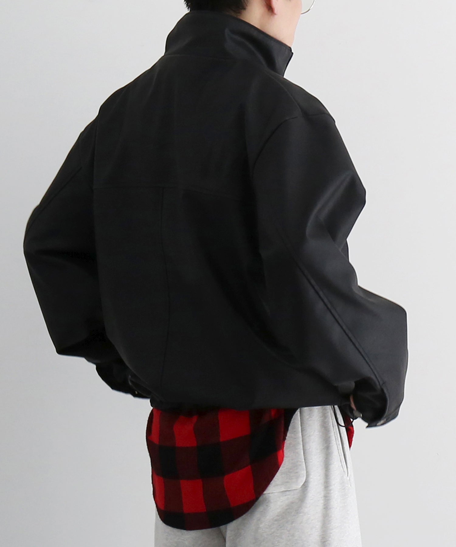 Evisen Skateboardsゑ Stand collar leather jacket "BLACK"