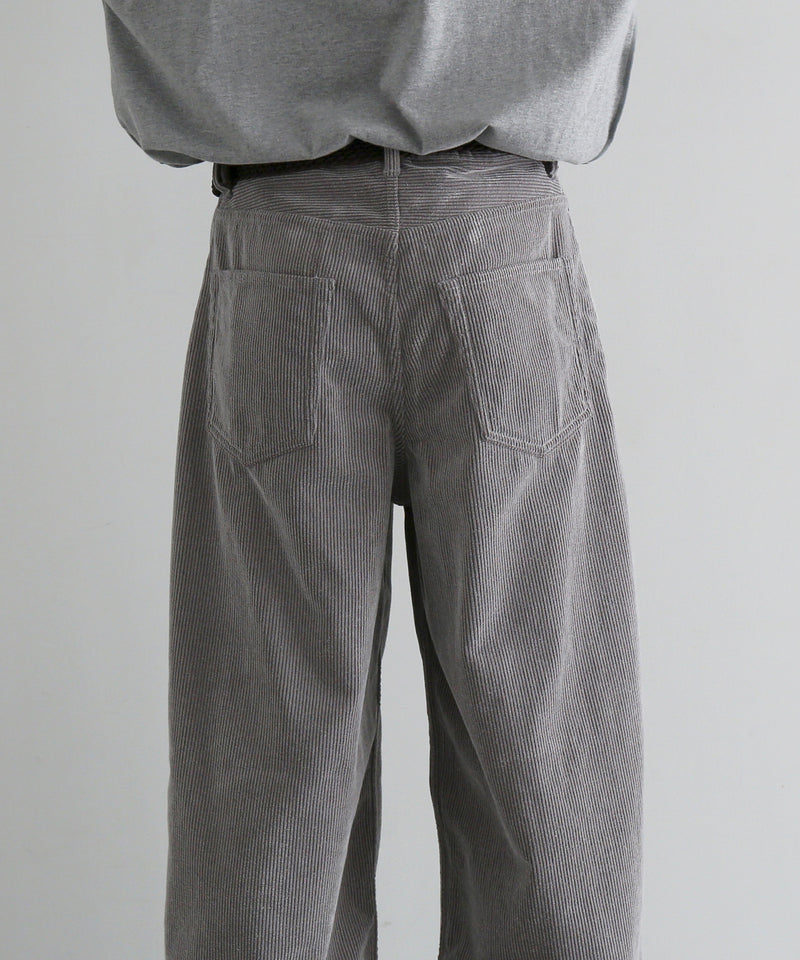 REVERBERATE Flocky corduroy pants - wide "GREY×OFF WHITE"