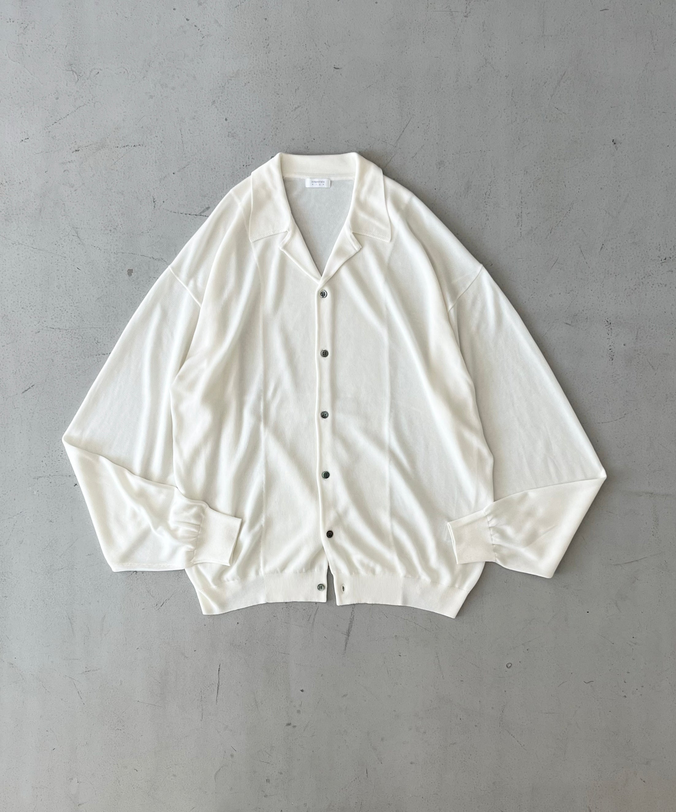 【EXCLUSIVE】crepuscule Open collar knit shirt "NAVY"