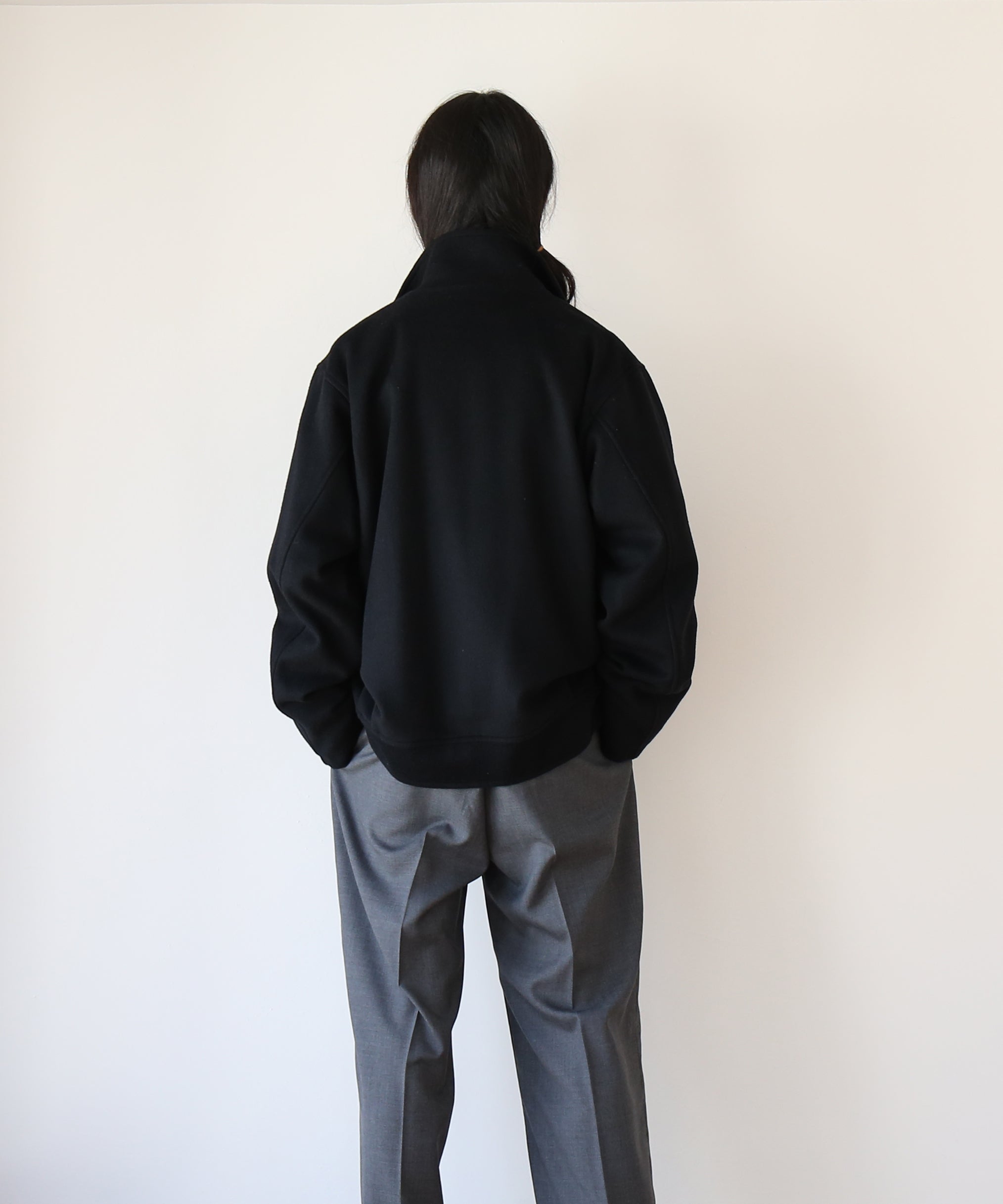 WHOWHAT Wool beaver zip up blouson "BLACK"