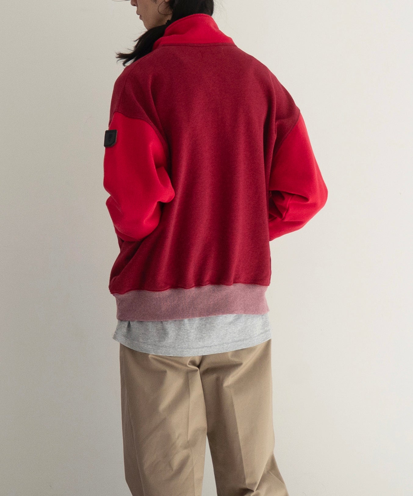 PHINGERIN Half-zip collar sweatshirt dyed heather "B:RED"