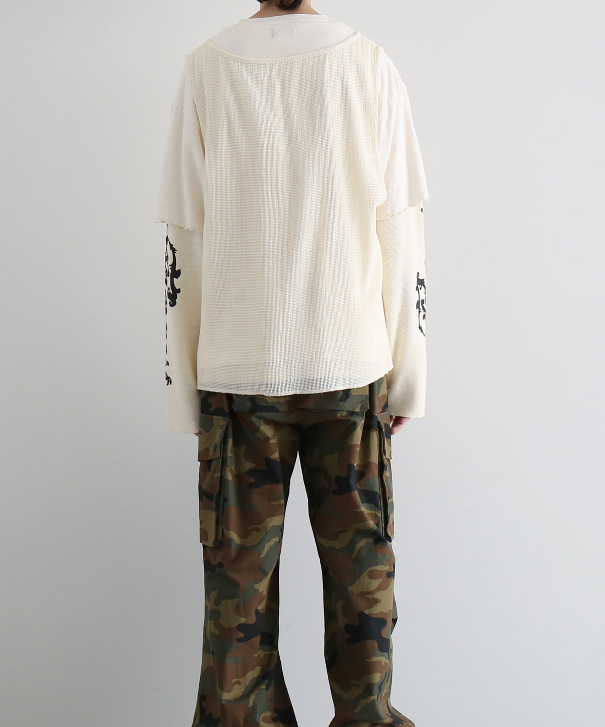 FAF(FAKE AS FLOWERS) 3Layerd ls tee "ECRU"