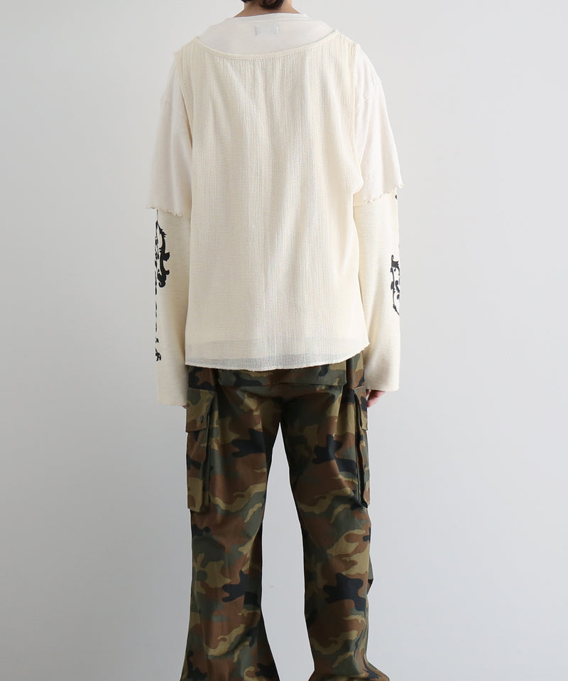 FAF(FAKE AS FLOWERS) 3Layerd ls tee "ECRU"
