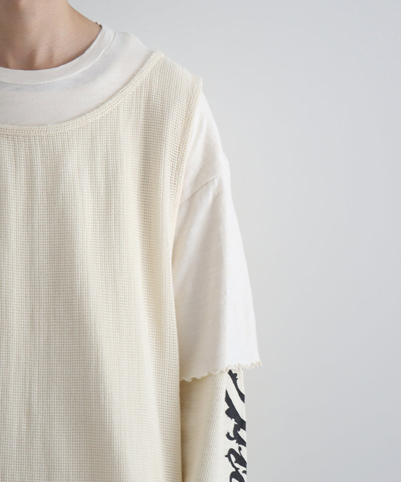 FAF(FAKE AS FLOWERS) 3Layerd ls tee "ECRU"