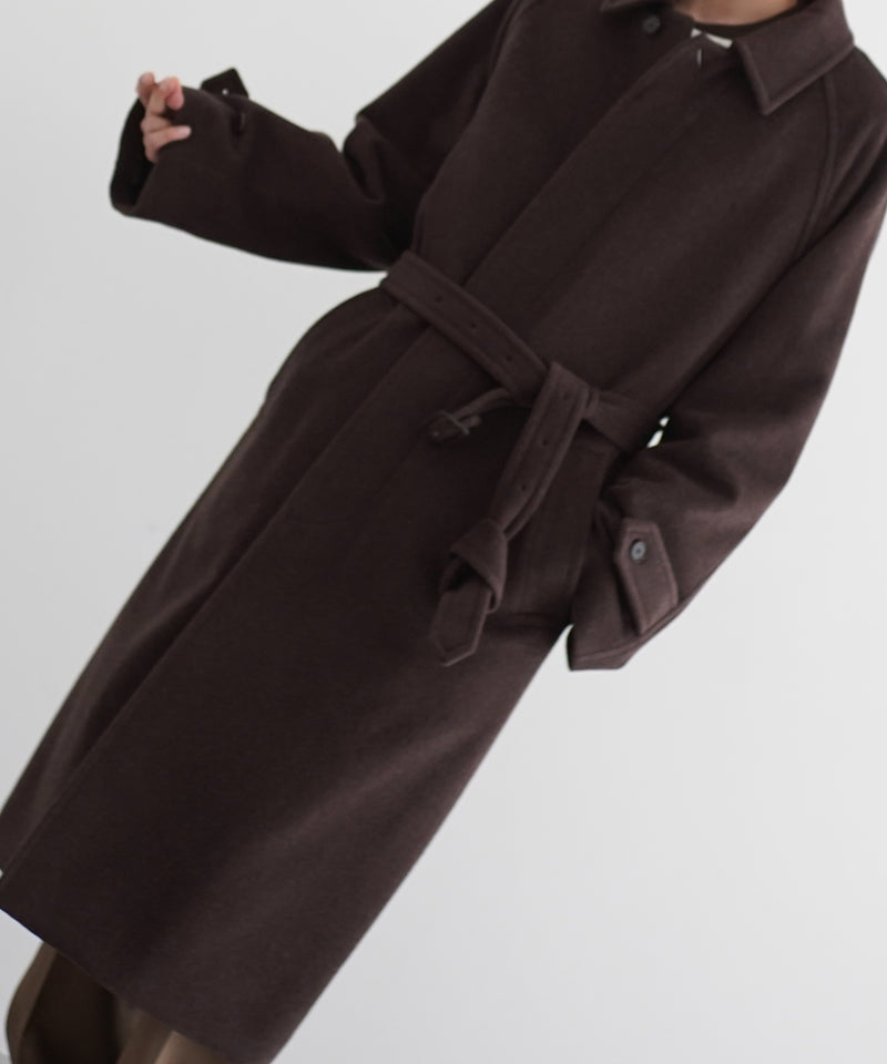 AURALEE Super fine wool mosser soutien collar coat “TOP BROWN”
