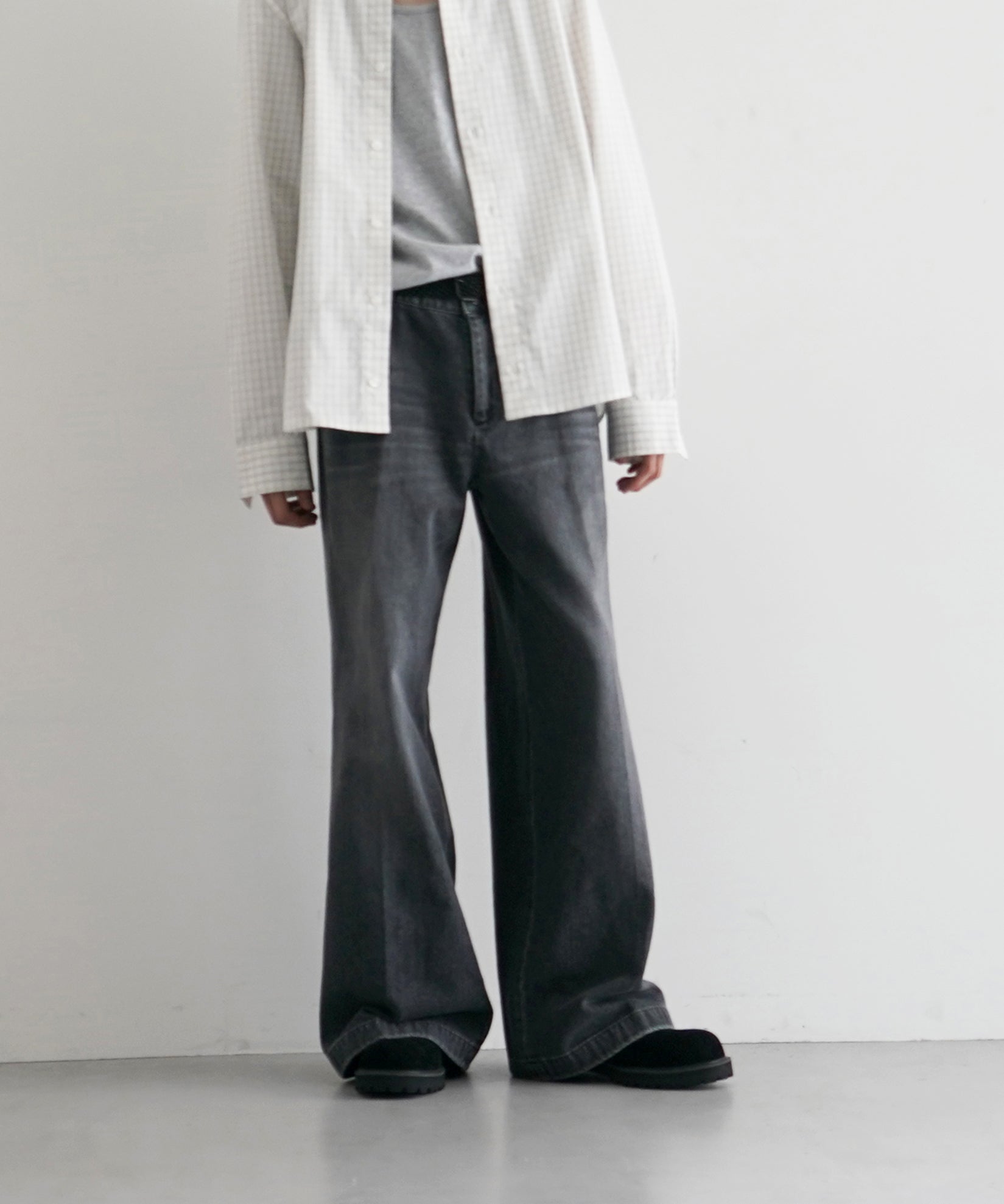 【EXCLUSIVE】NEONSIGN Drill wide denim pants v1.6 "BLK USED"