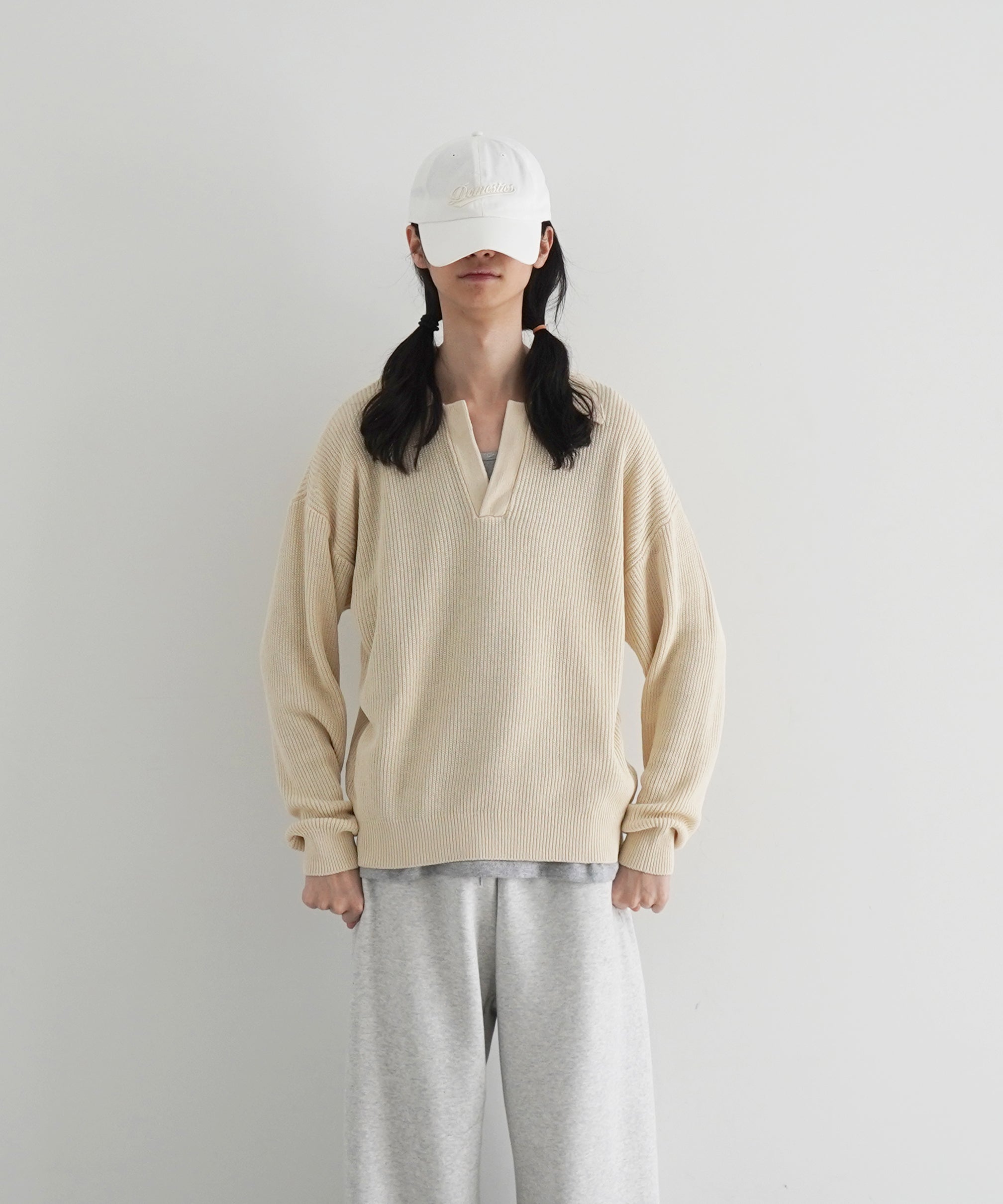 OLD FOLK HOUSE Skipper knit "BLACK"