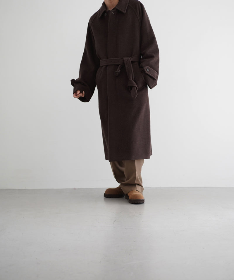 AURALEE Super fine wool mosser soutien collar coat “TOP BROWN”