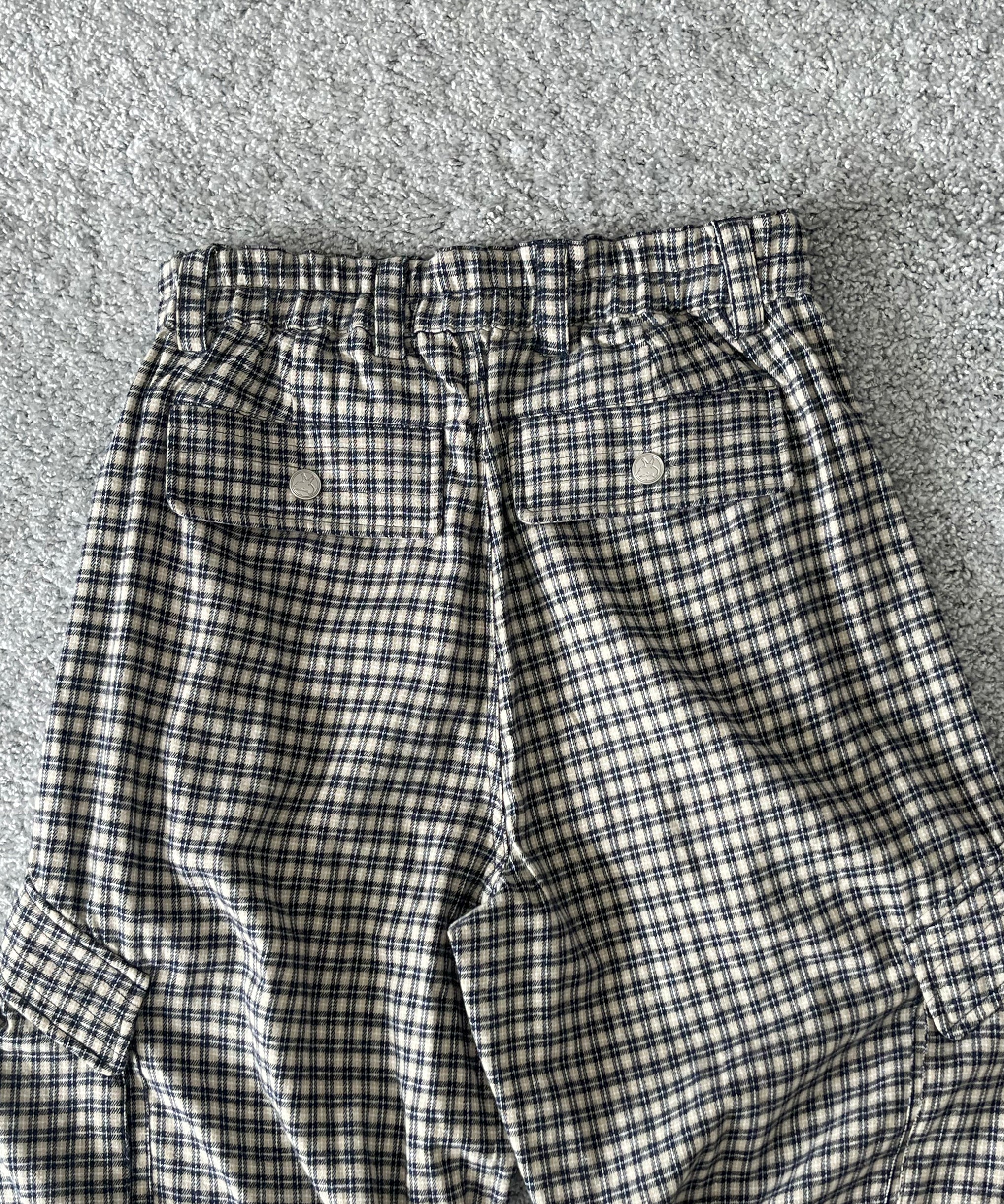 Basketcase Dolly,plaid cargos "BLUE CREAM"