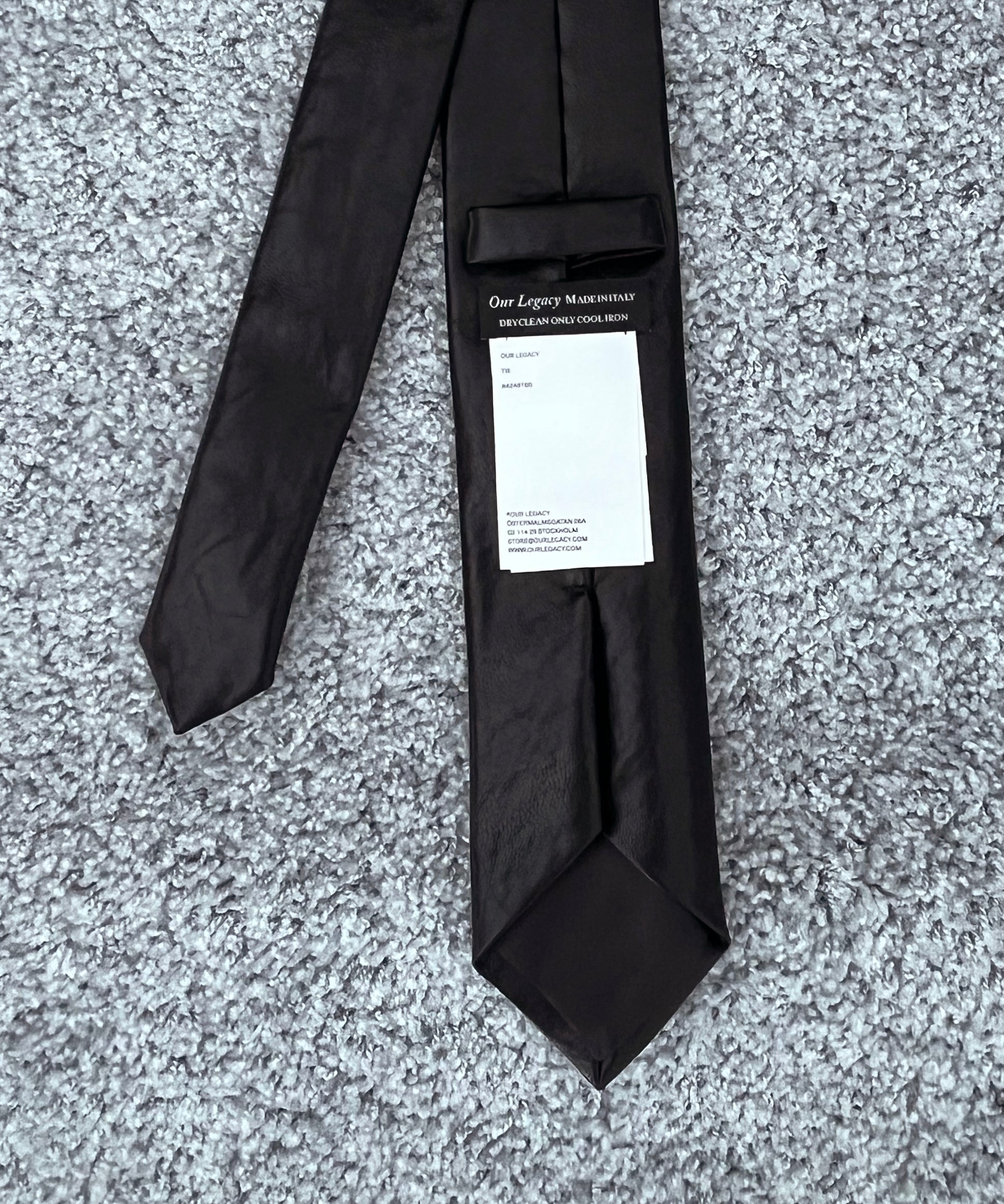 OUR LEGACY Tie "BLACK REAL FAKE LEATHER"
